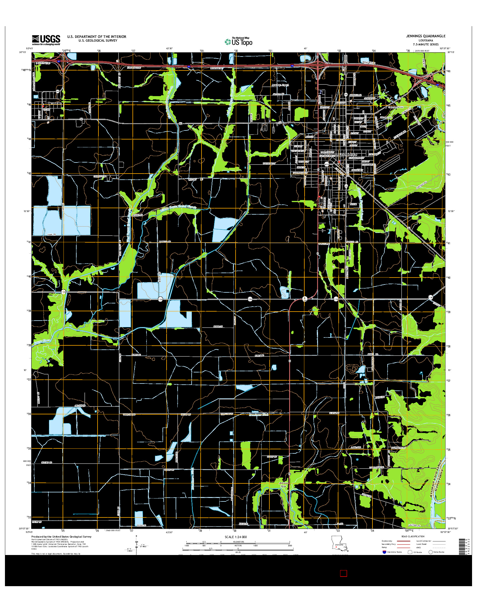 USGS US TOPO 7.5-MINUTE MAP FOR JENNINGS, LA 2015