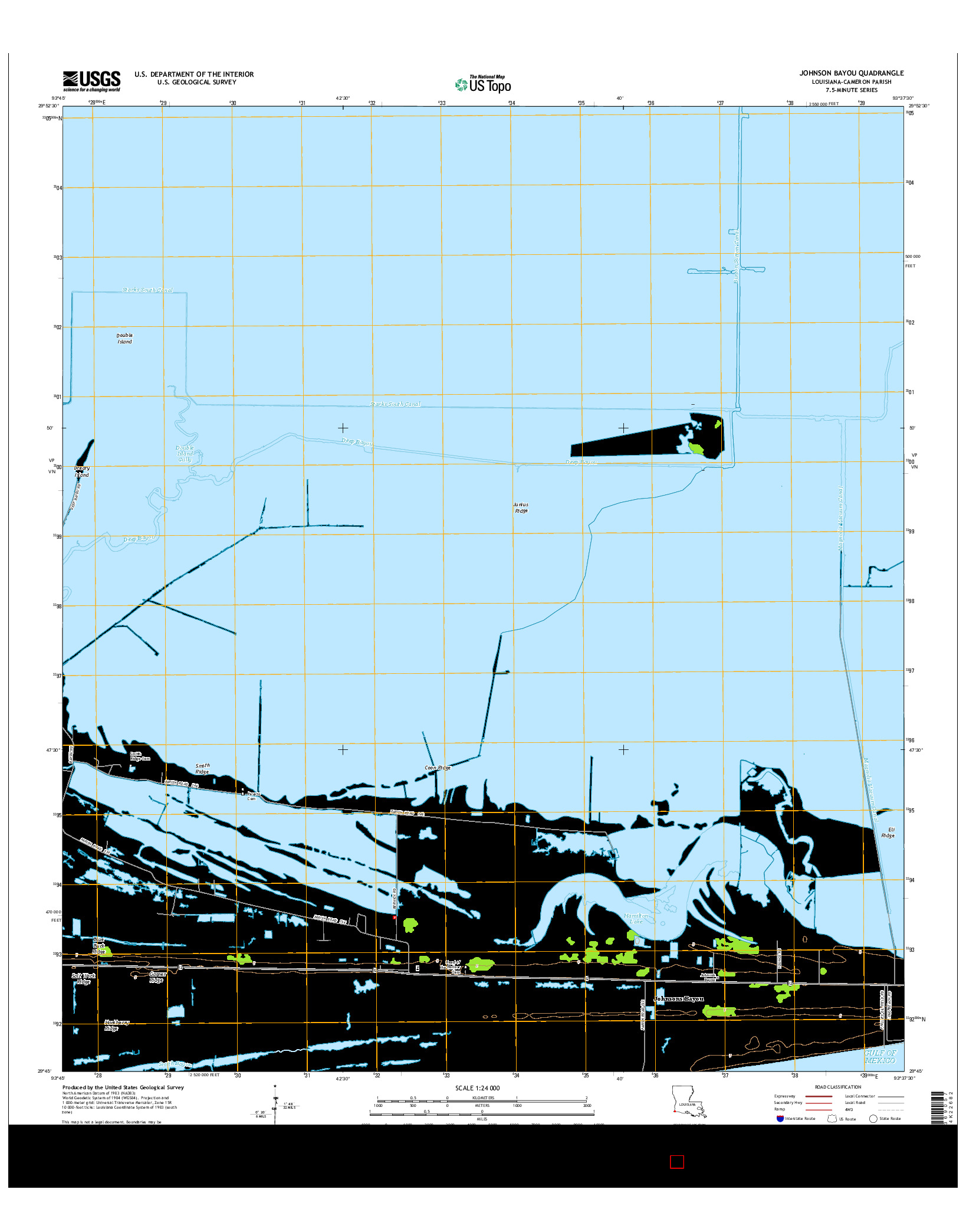 USGS US TOPO 7.5-MINUTE MAP FOR JOHNSON BAYOU, LA 2015