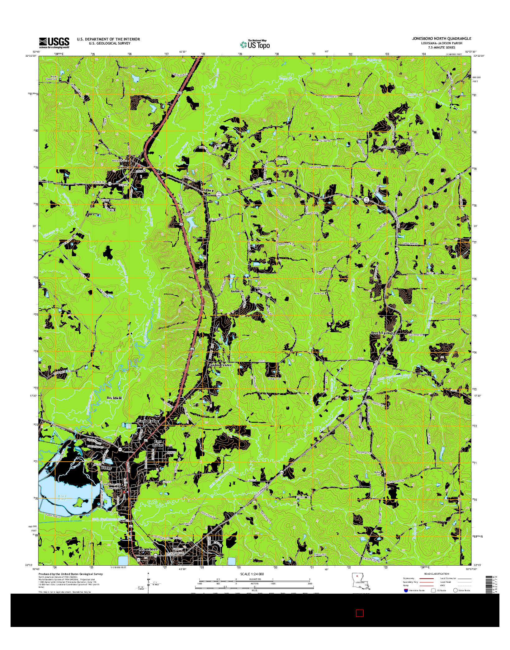 USGS US TOPO 7.5-MINUTE MAP FOR JONESBORO NORTH, LA 2015