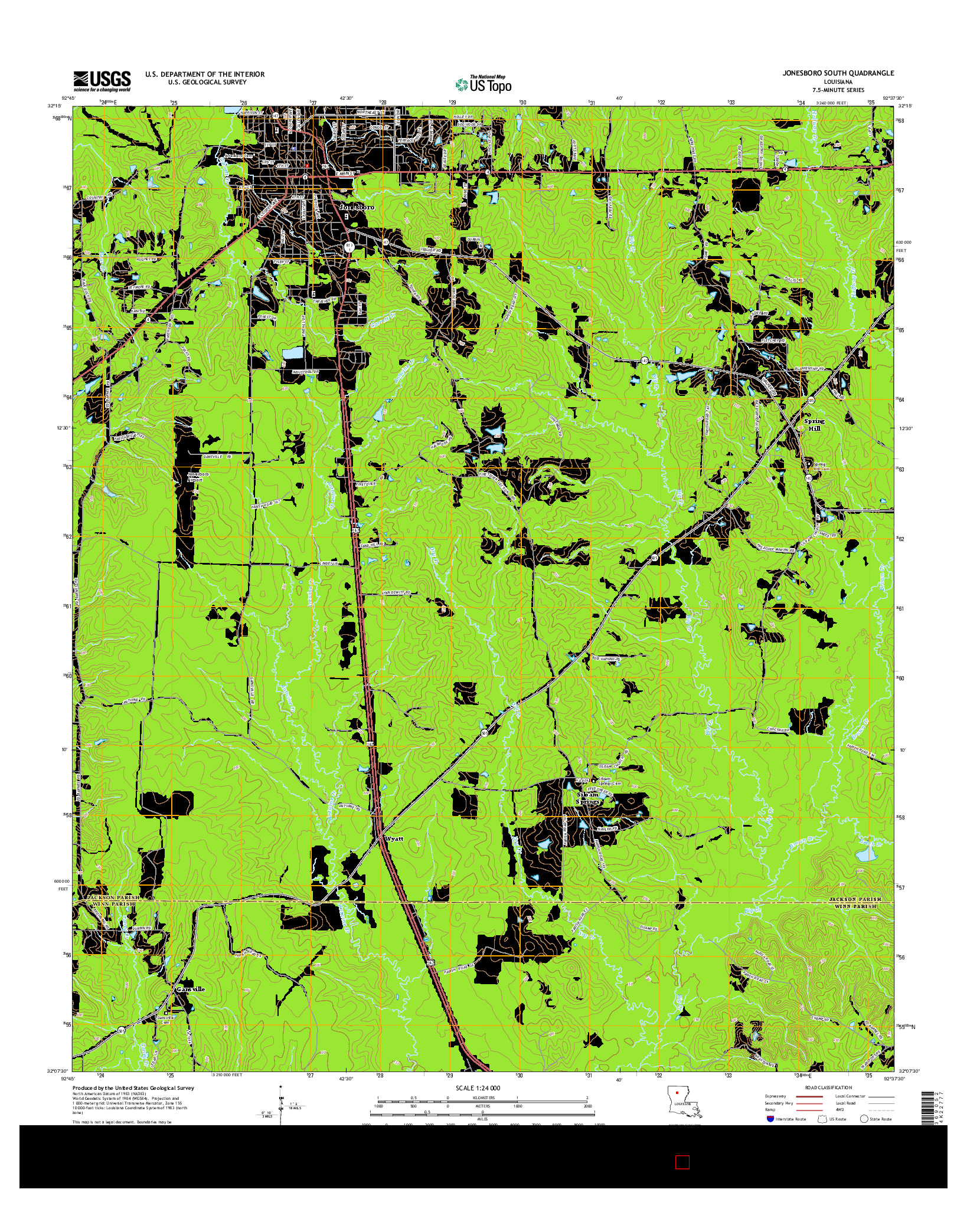 USGS US TOPO 7.5-MINUTE MAP FOR JONESBORO SOUTH, LA 2015