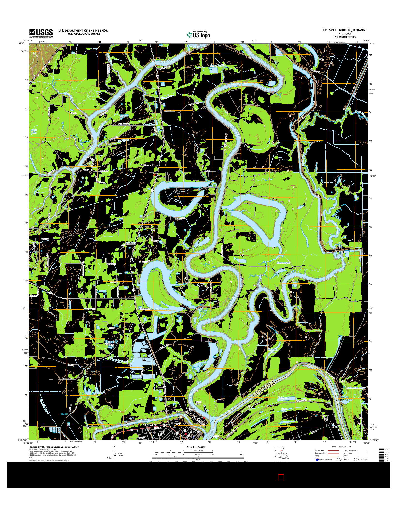 USGS US TOPO 7.5-MINUTE MAP FOR JONESVILLE NORTH, LA 2015