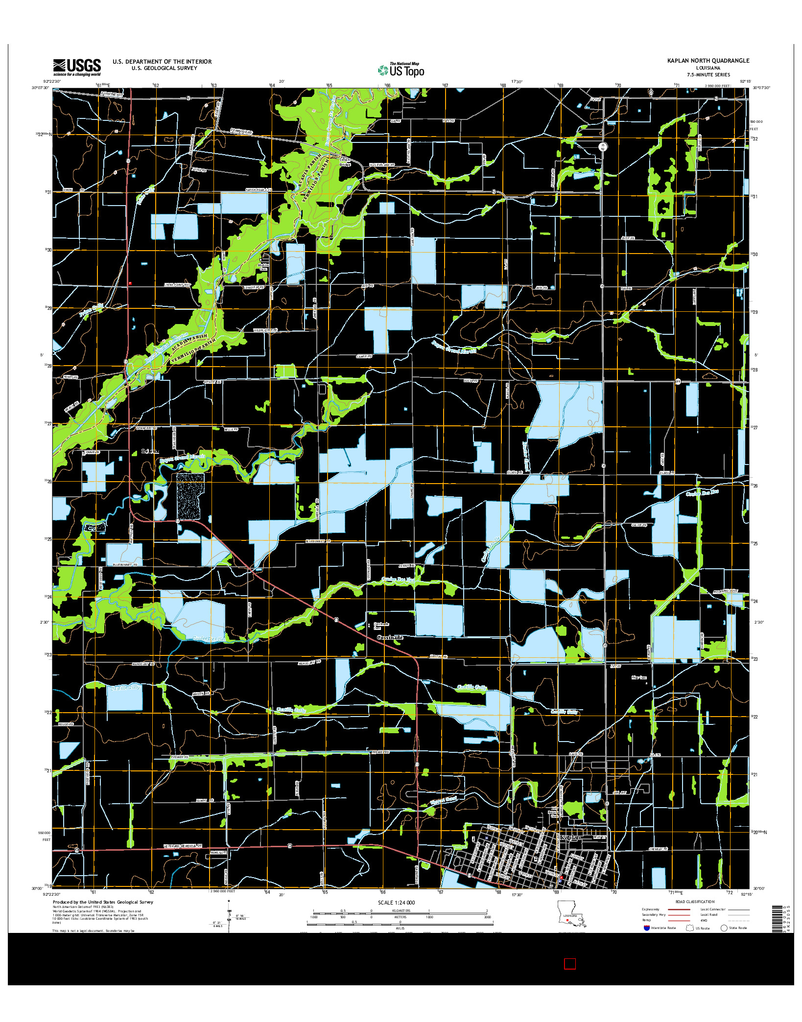 USGS US TOPO 7.5-MINUTE MAP FOR KAPLAN NORTH, LA 2015