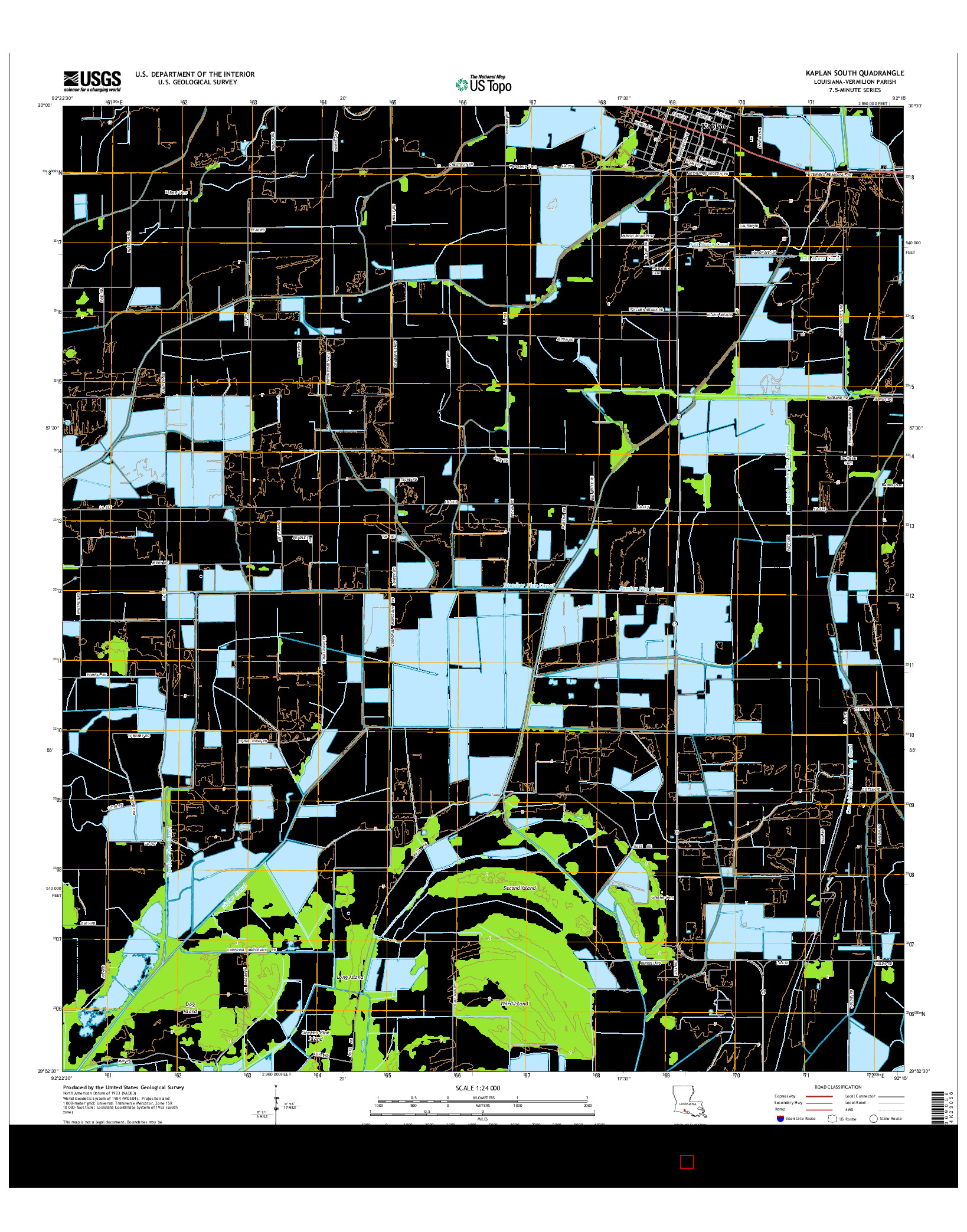 USGS US TOPO 7.5-MINUTE MAP FOR KAPLAN SOUTH, LA 2015