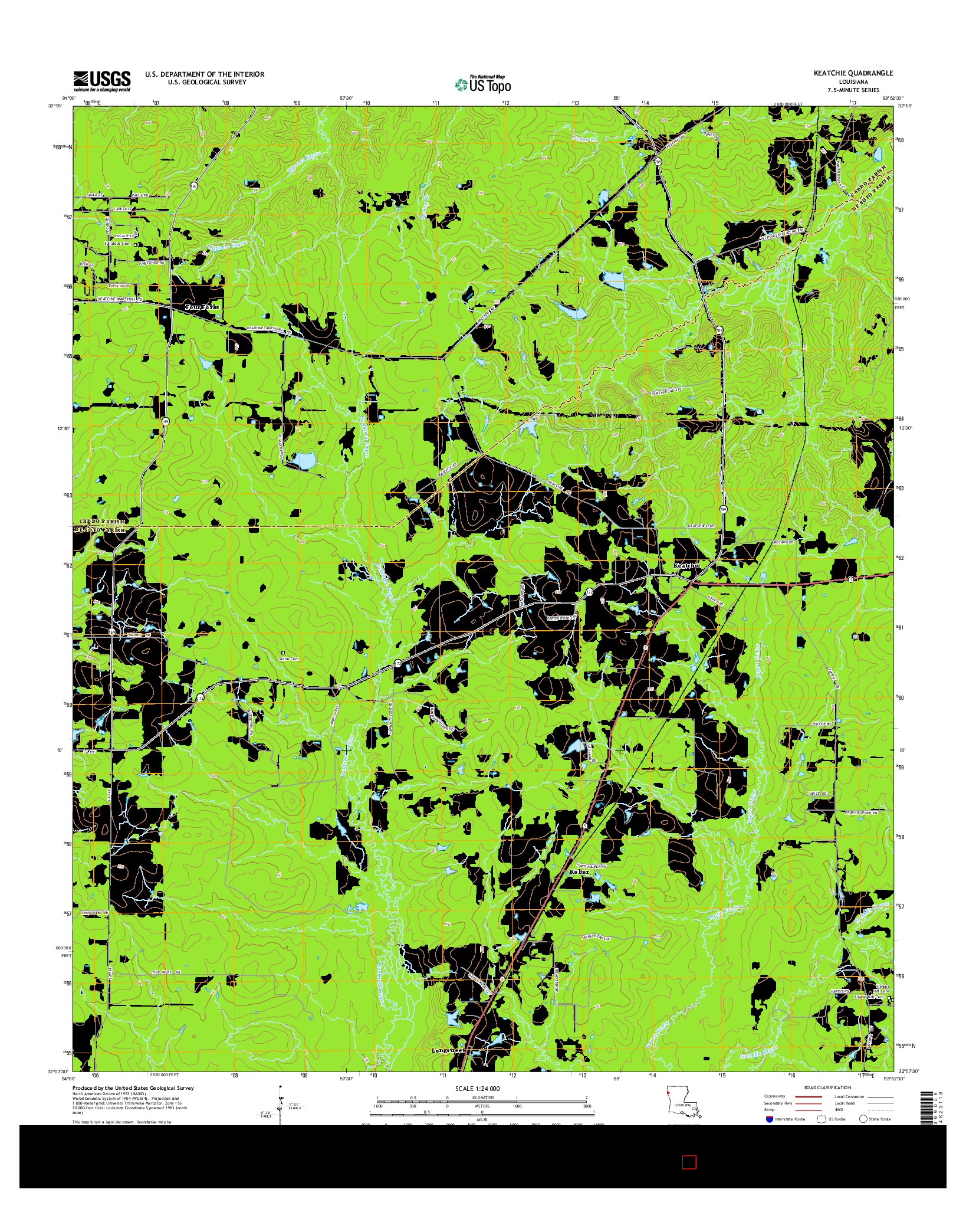 USGS US TOPO 7.5-MINUTE MAP FOR KEATCHIE, LA 2015