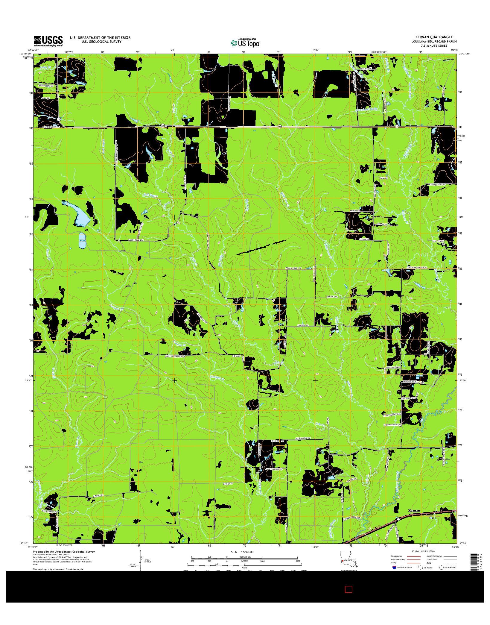 USGS US TOPO 7.5-MINUTE MAP FOR KERNAN, LA 2015