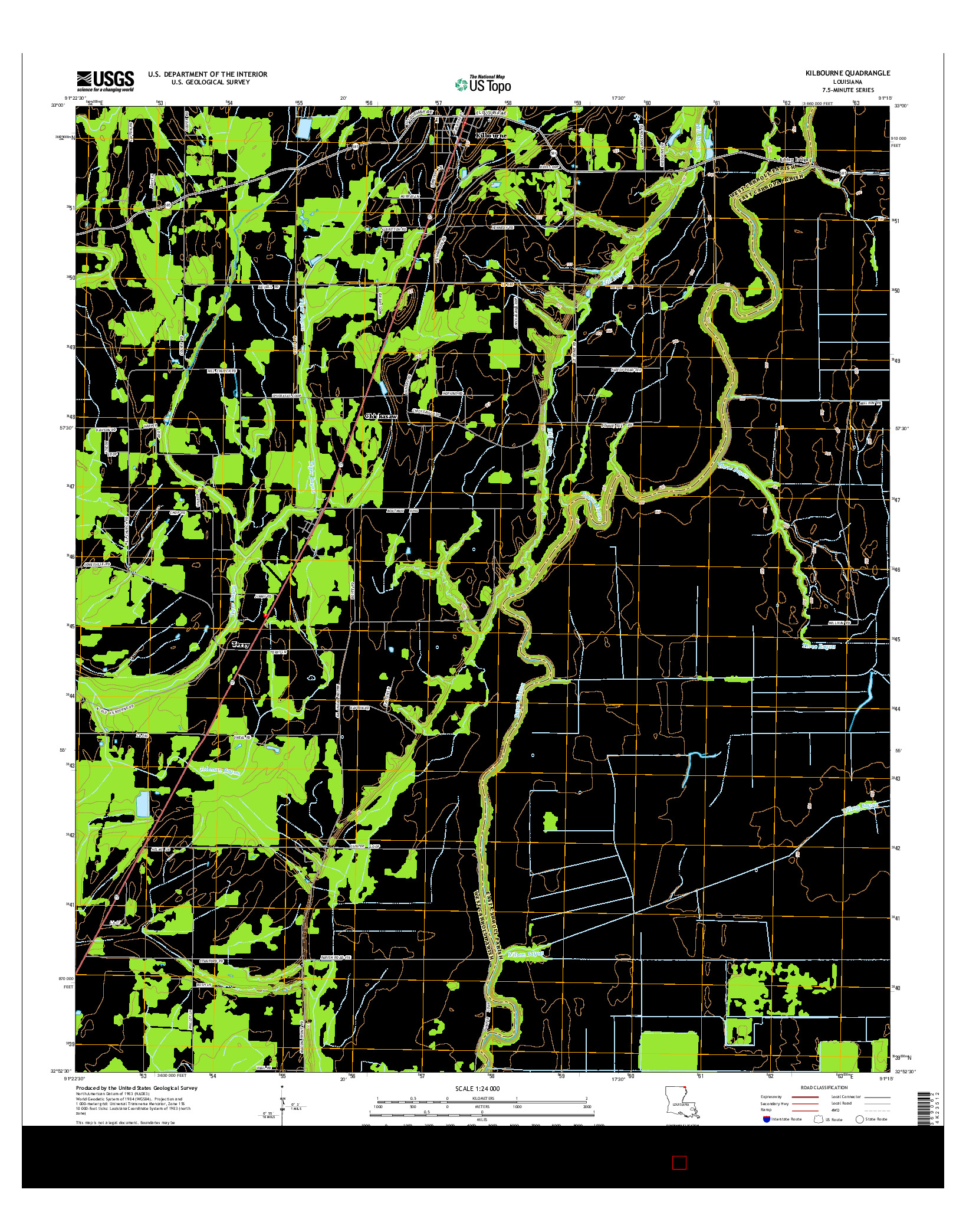 USGS US TOPO 7.5-MINUTE MAP FOR KILBOURNE, LA 2015