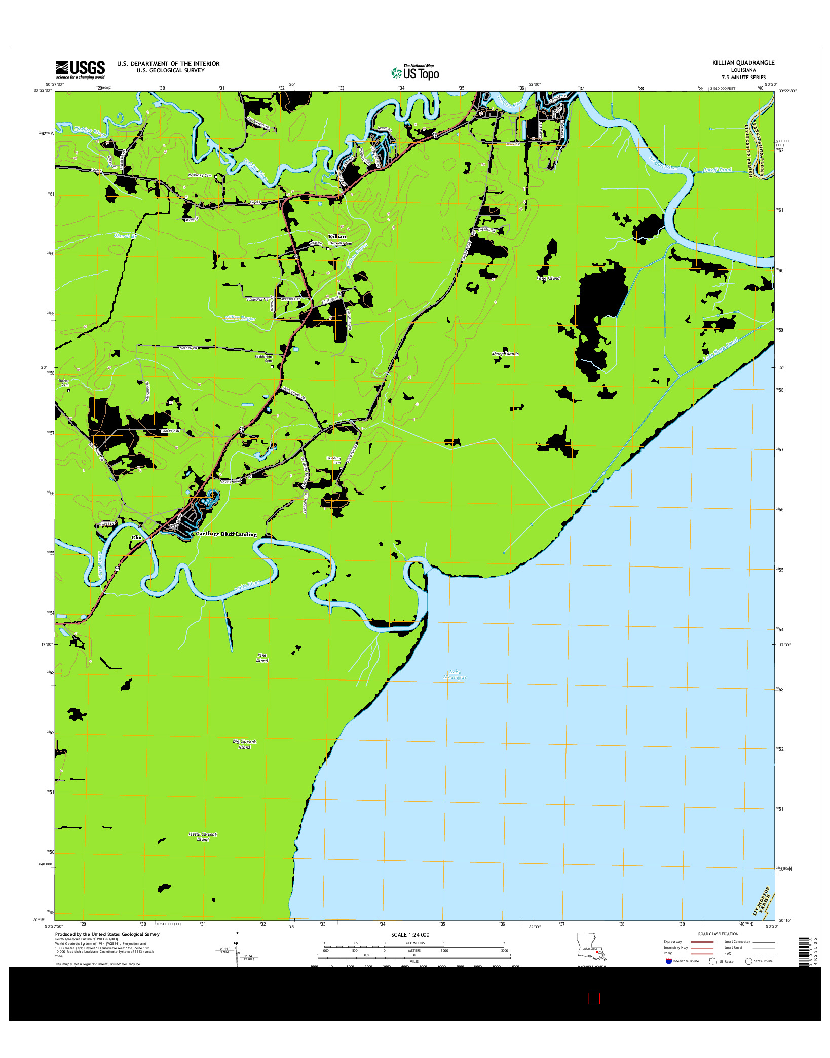 USGS US TOPO 7.5-MINUTE MAP FOR KILLIAN, LA 2015