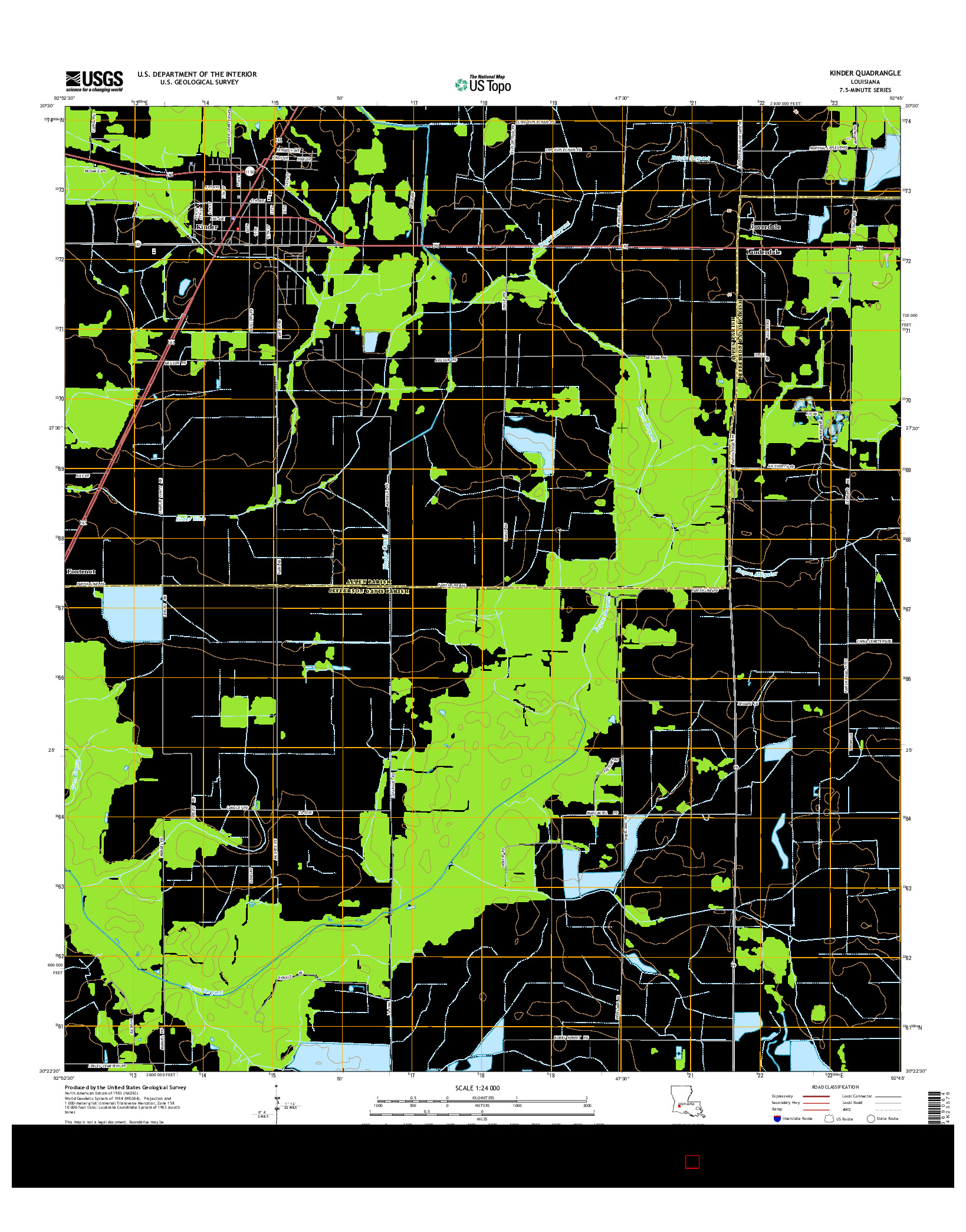 USGS US TOPO 7.5-MINUTE MAP FOR KINDER, LA 2015
