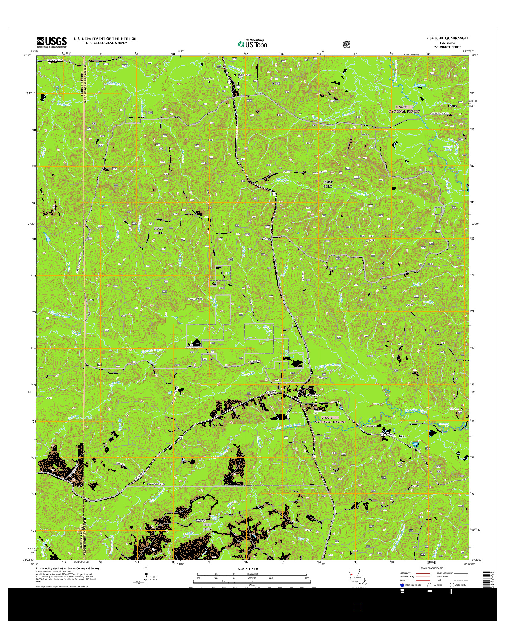USGS US TOPO 7.5-MINUTE MAP FOR KISATCHIE, LA 2015