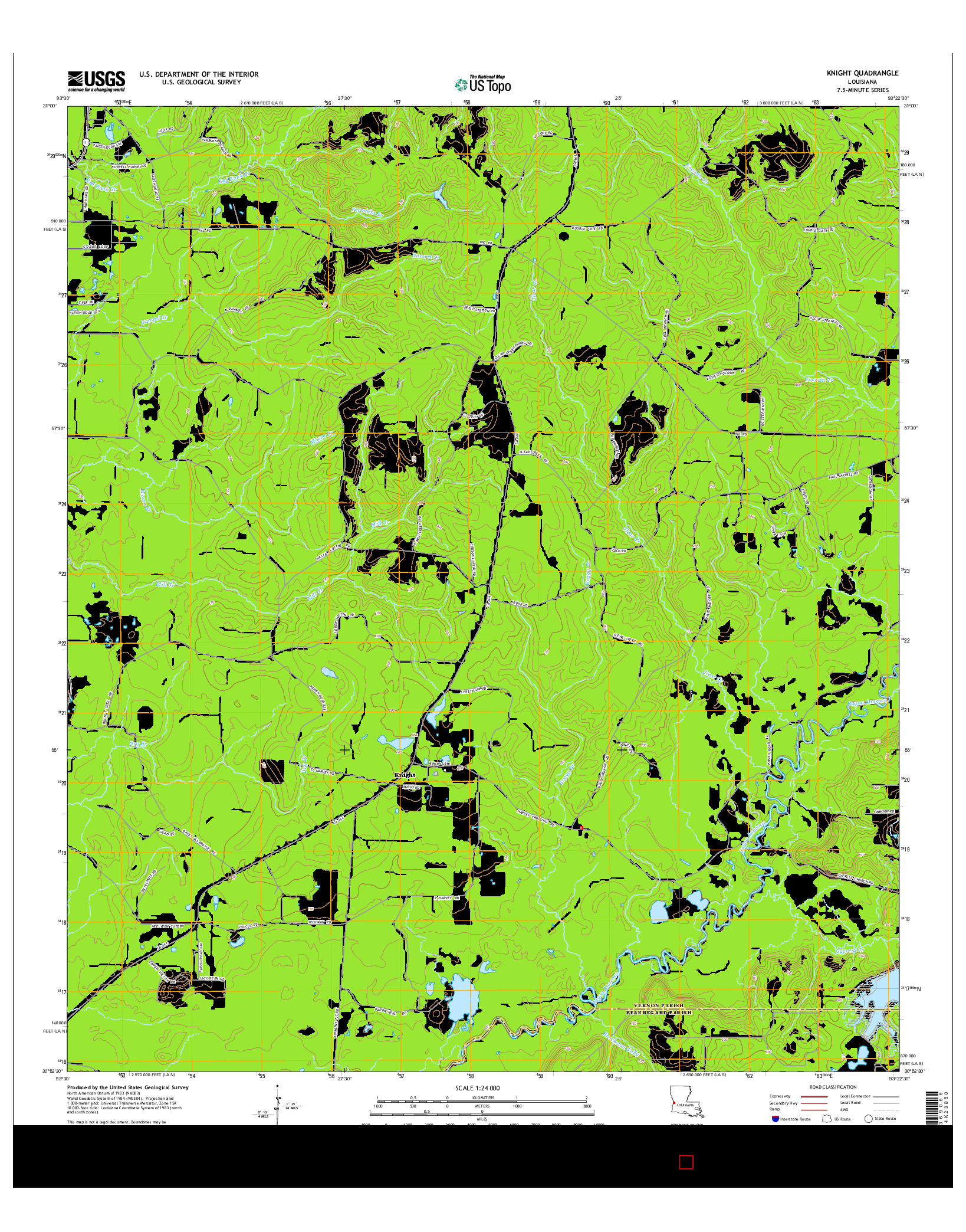 USGS US TOPO 7.5-MINUTE MAP FOR KNIGHT, LA 2015