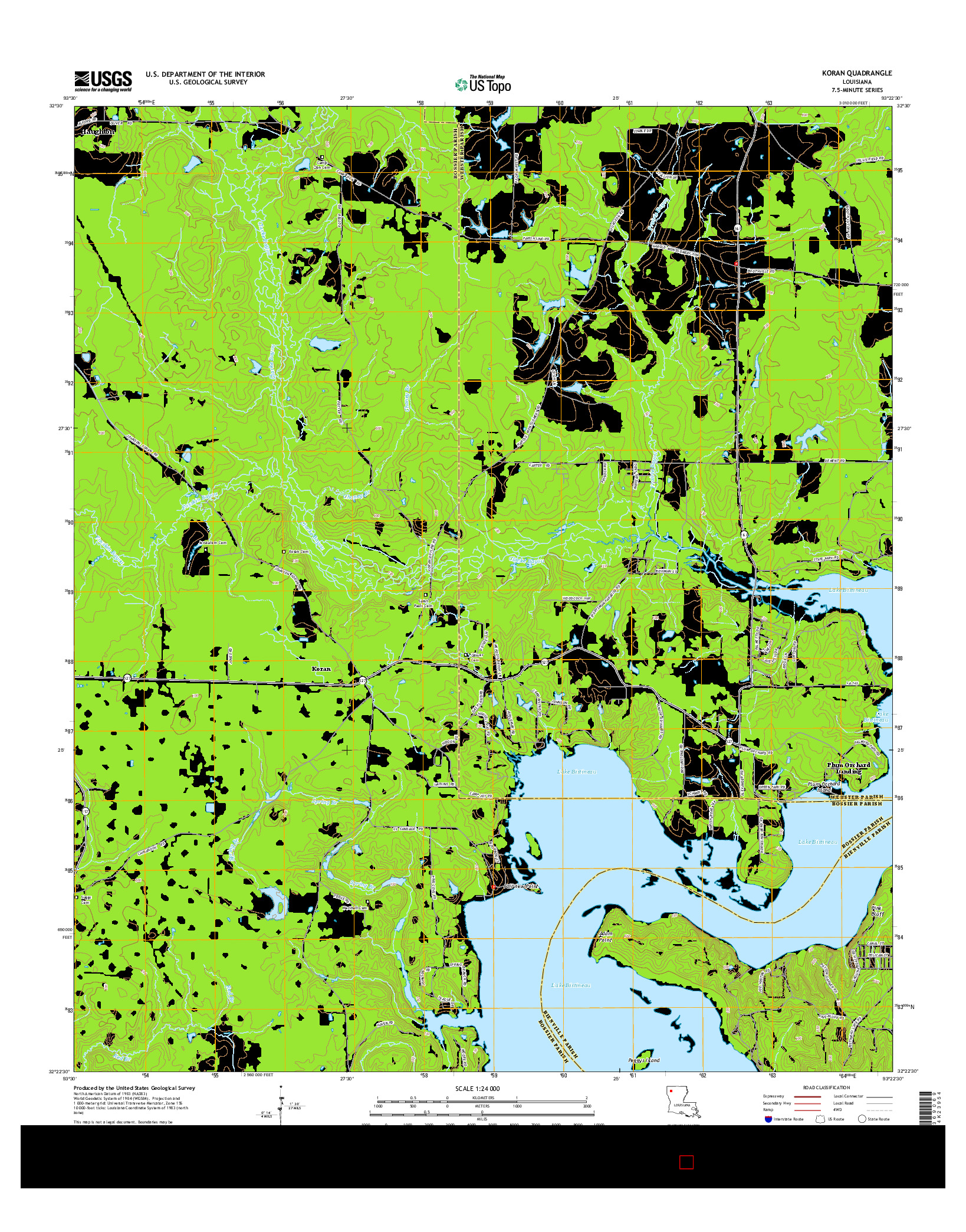 USGS US TOPO 7.5-MINUTE MAP FOR KORAN, LA 2015