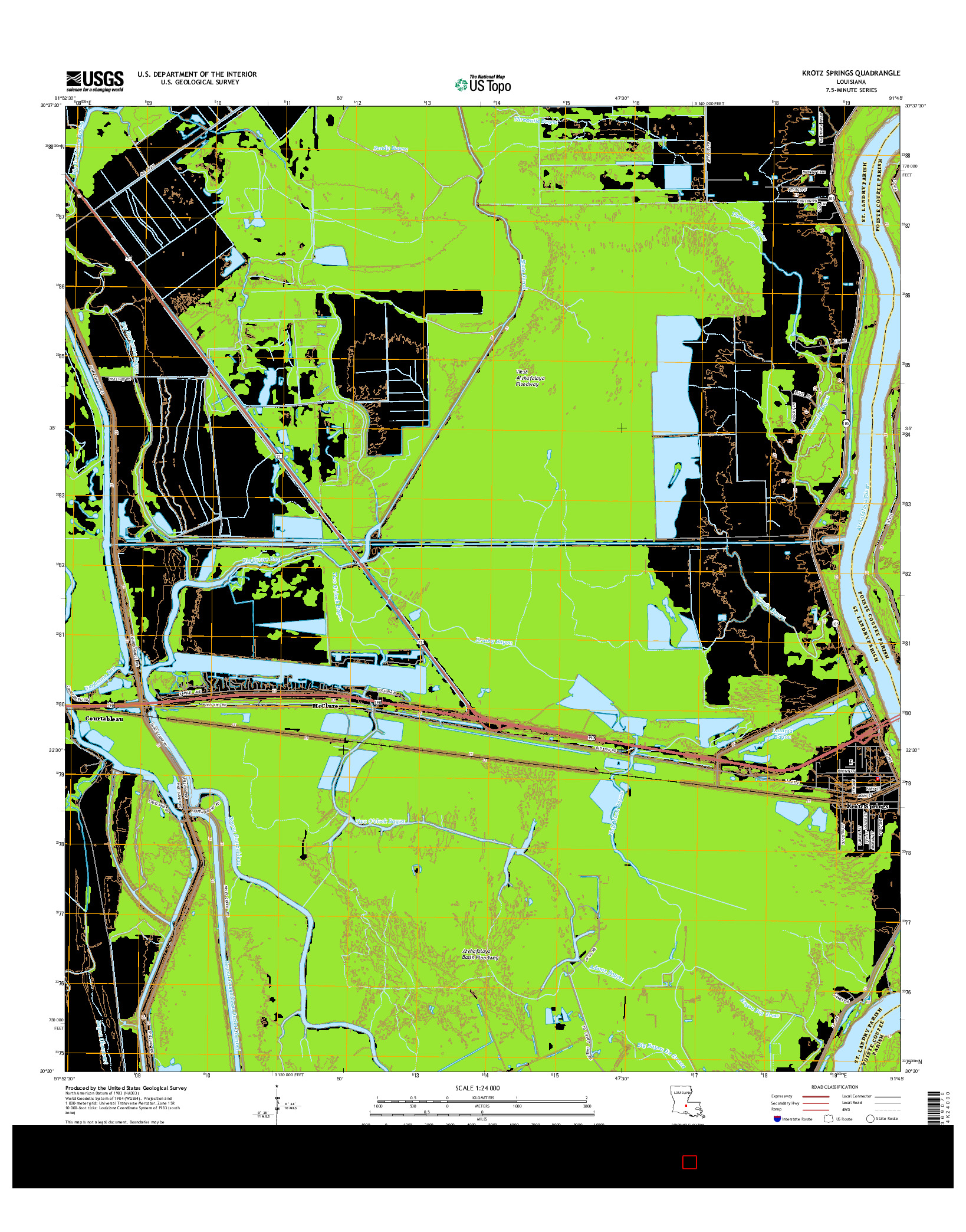 USGS US TOPO 7.5-MINUTE MAP FOR KROTZ SPRINGS, LA 2015