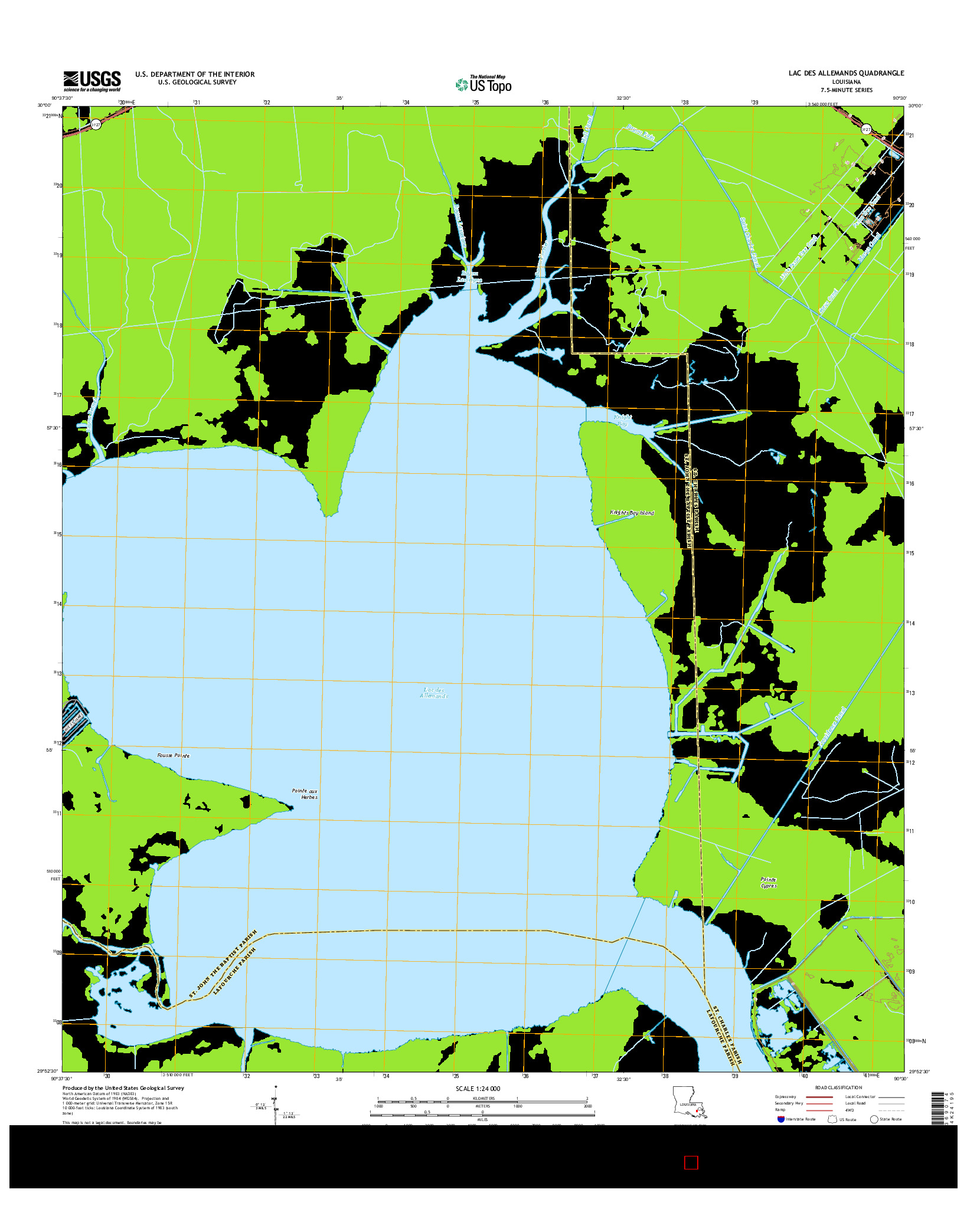 USGS US TOPO 7.5-MINUTE MAP FOR LAC DES ALLEMANDS, LA 2015