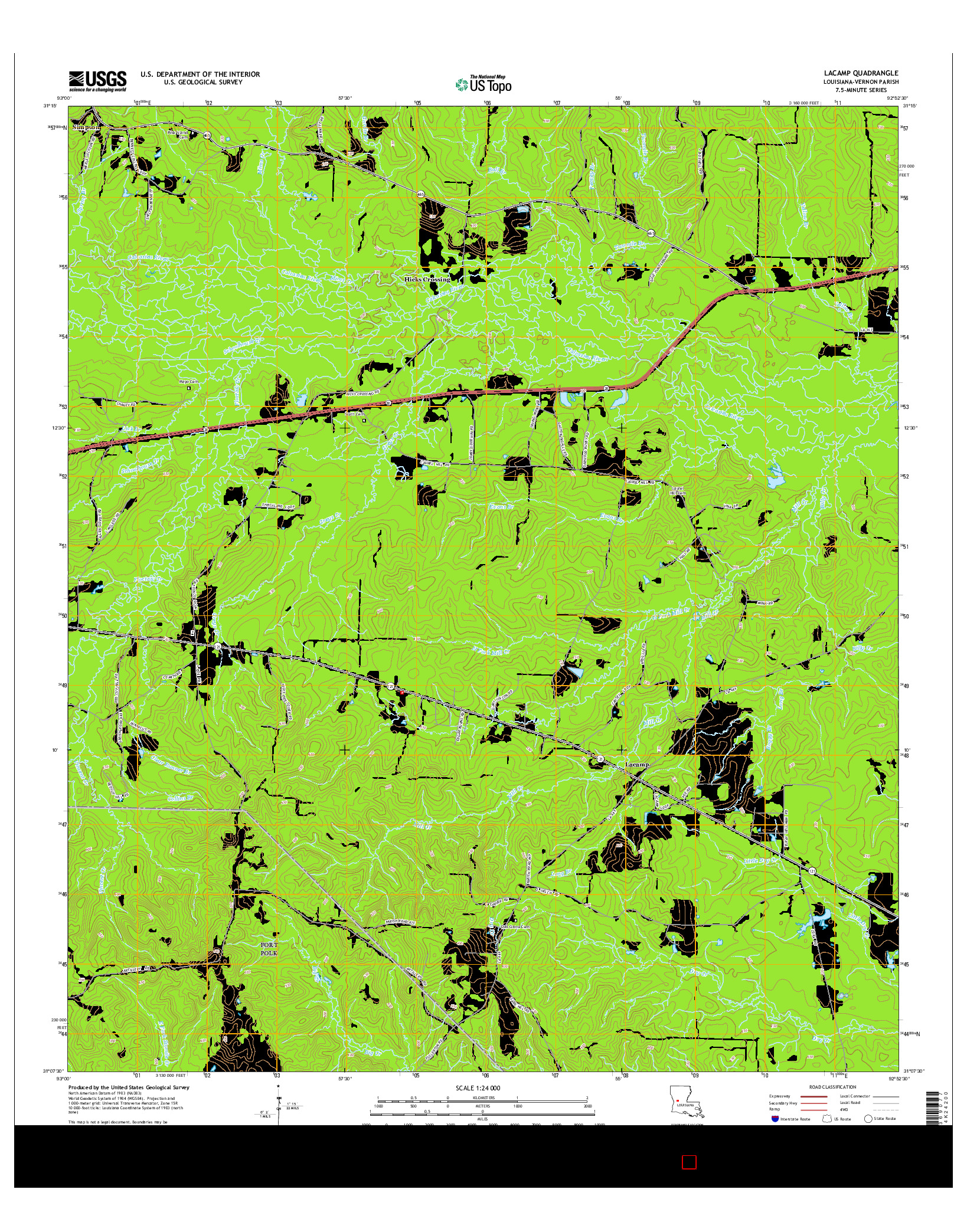 USGS US TOPO 7.5-MINUTE MAP FOR LACAMP, LA 2015