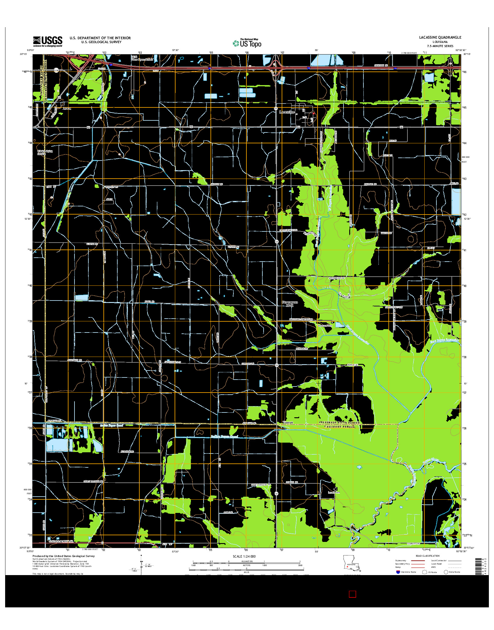 USGS US TOPO 7.5-MINUTE MAP FOR LACASSINE, LA 2015