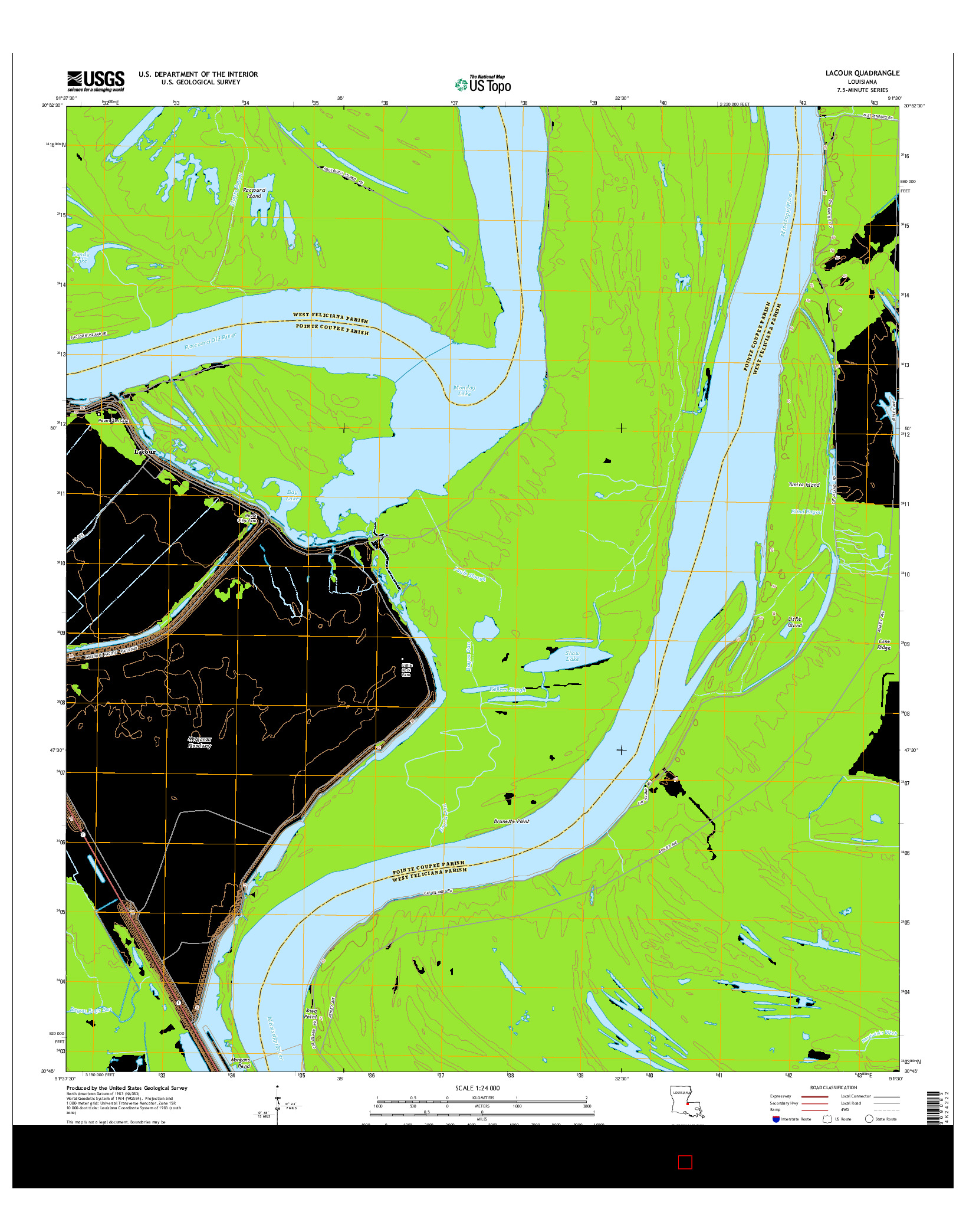 USGS US TOPO 7.5-MINUTE MAP FOR LACOUR, LA 2015