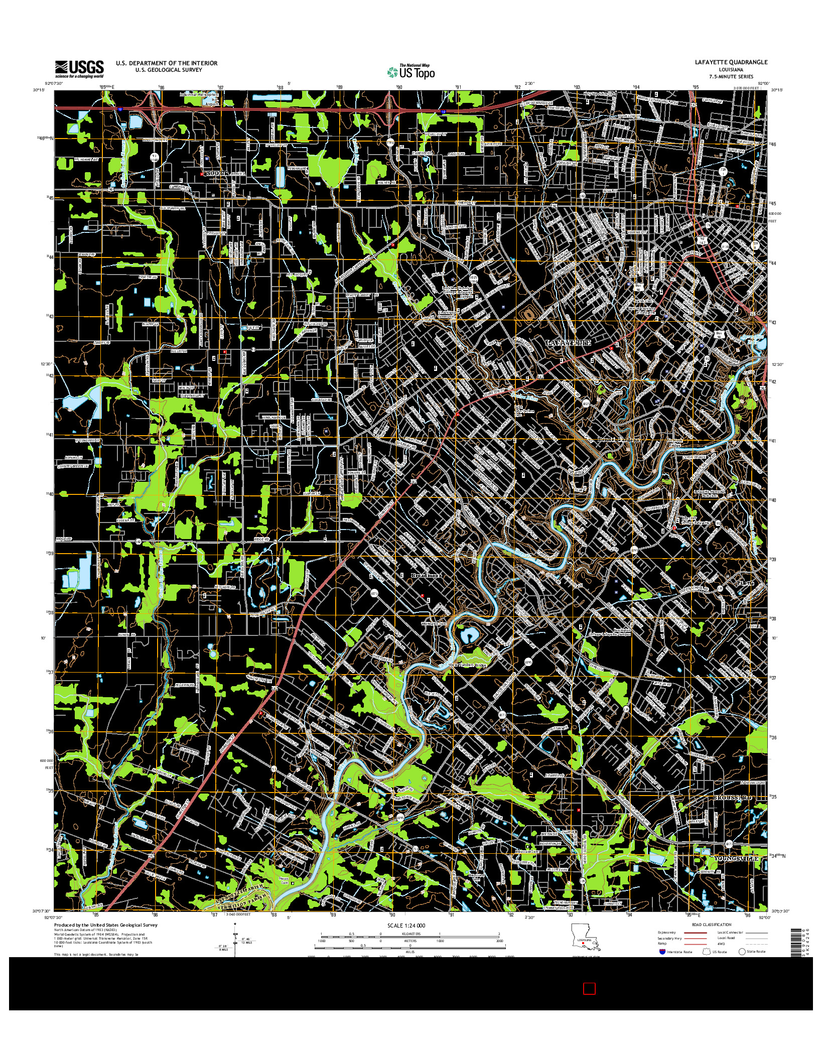 USGS US TOPO 7.5-MINUTE MAP FOR LAFAYETTE, LA 2015