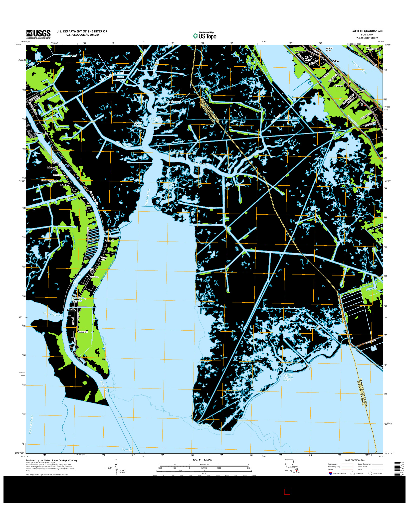 USGS US TOPO 7.5-MINUTE MAP FOR LAFITTE, LA 2015