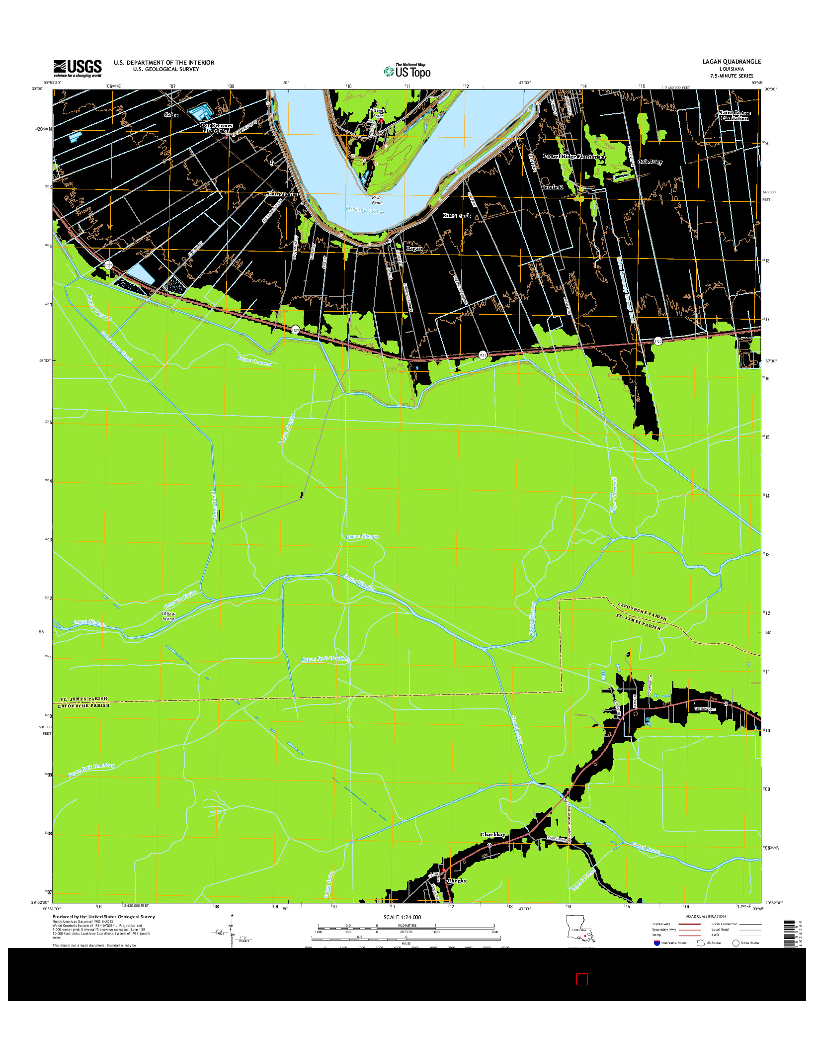 USGS US TOPO 7.5-MINUTE MAP FOR LAGAN, LA 2015