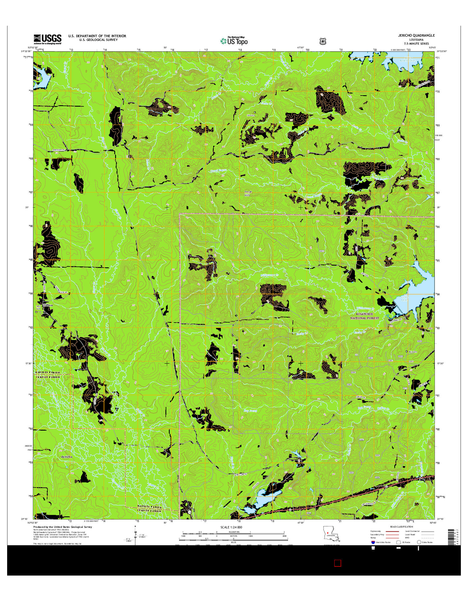 USGS US TOPO 7.5-MINUTE MAP FOR JERICHO, LA 2015