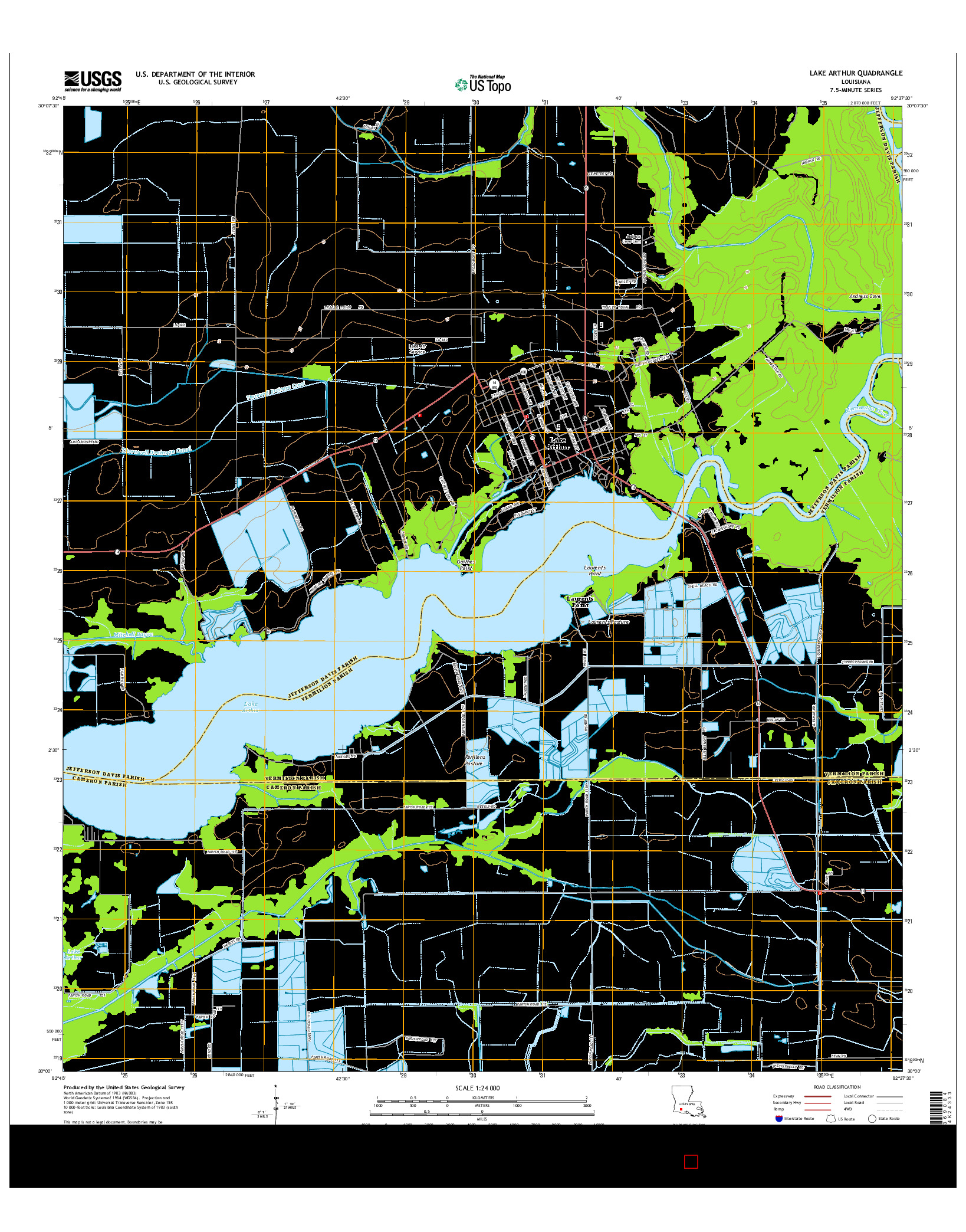 USGS US TOPO 7.5-MINUTE MAP FOR LAKE ARTHUR, LA 2015