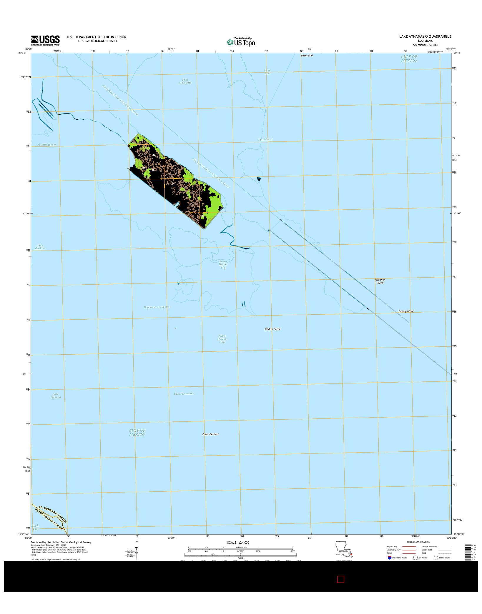 USGS US TOPO 7.5-MINUTE MAP FOR LAKE ATHANASIO, LA 2015