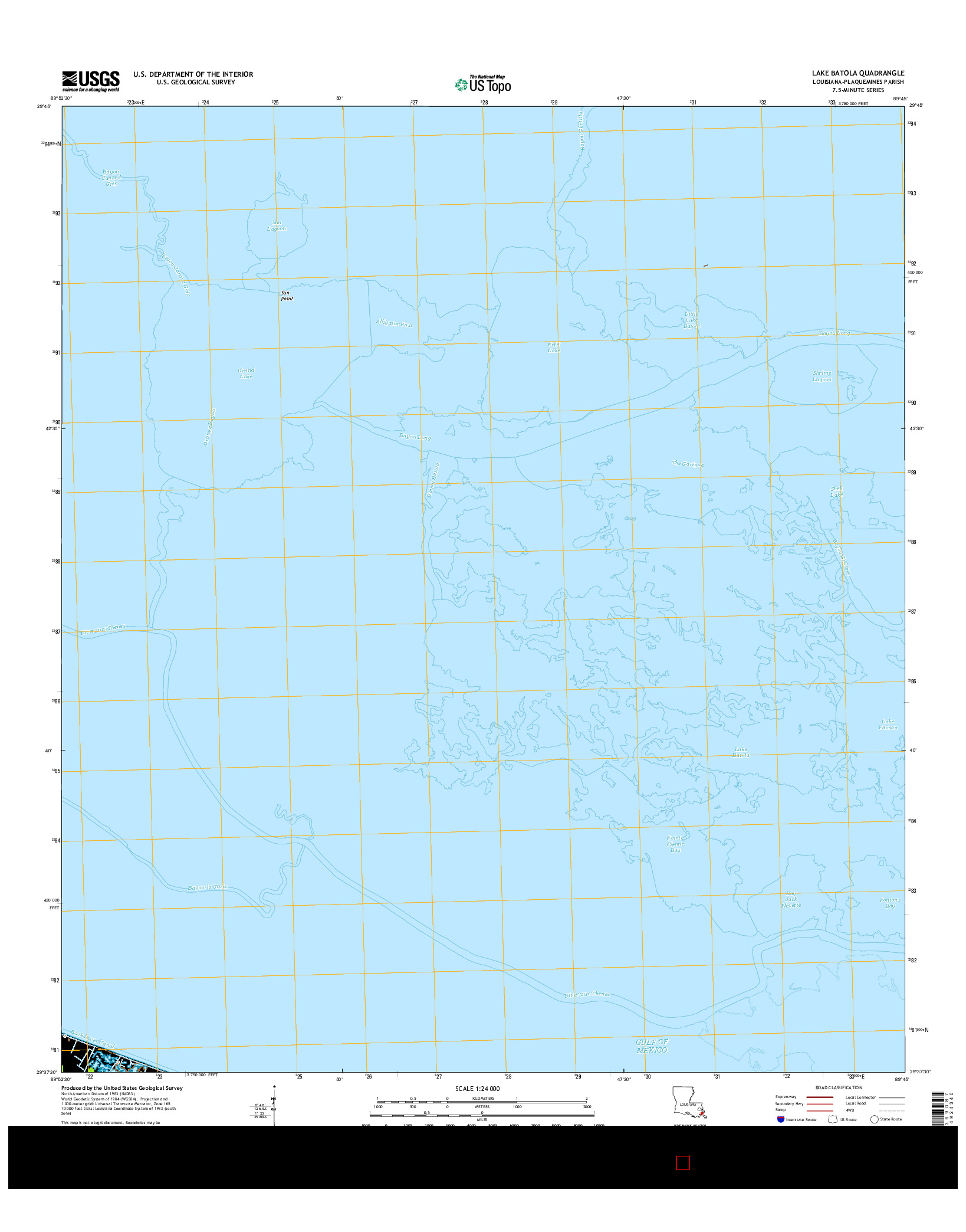 USGS US TOPO 7.5-MINUTE MAP FOR LAKE BATOLA, LA 2015