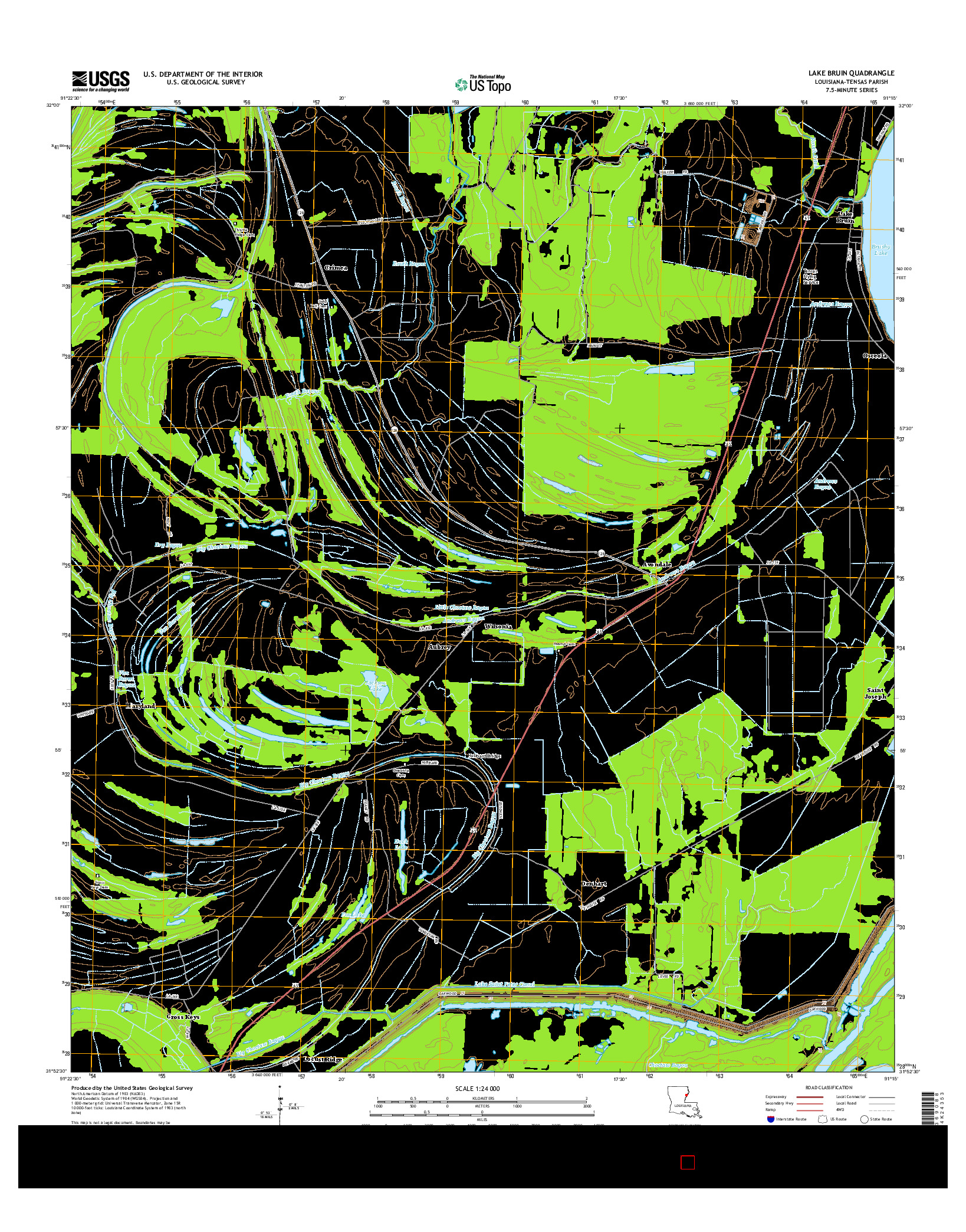 USGS US TOPO 7.5-MINUTE MAP FOR LAKE BRUIN, LA 2015