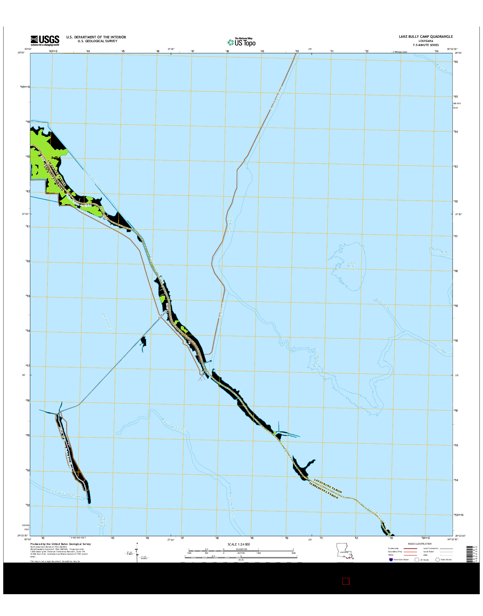 USGS US TOPO 7.5-MINUTE MAP FOR LAKE BULLY CAMP, LA 2015