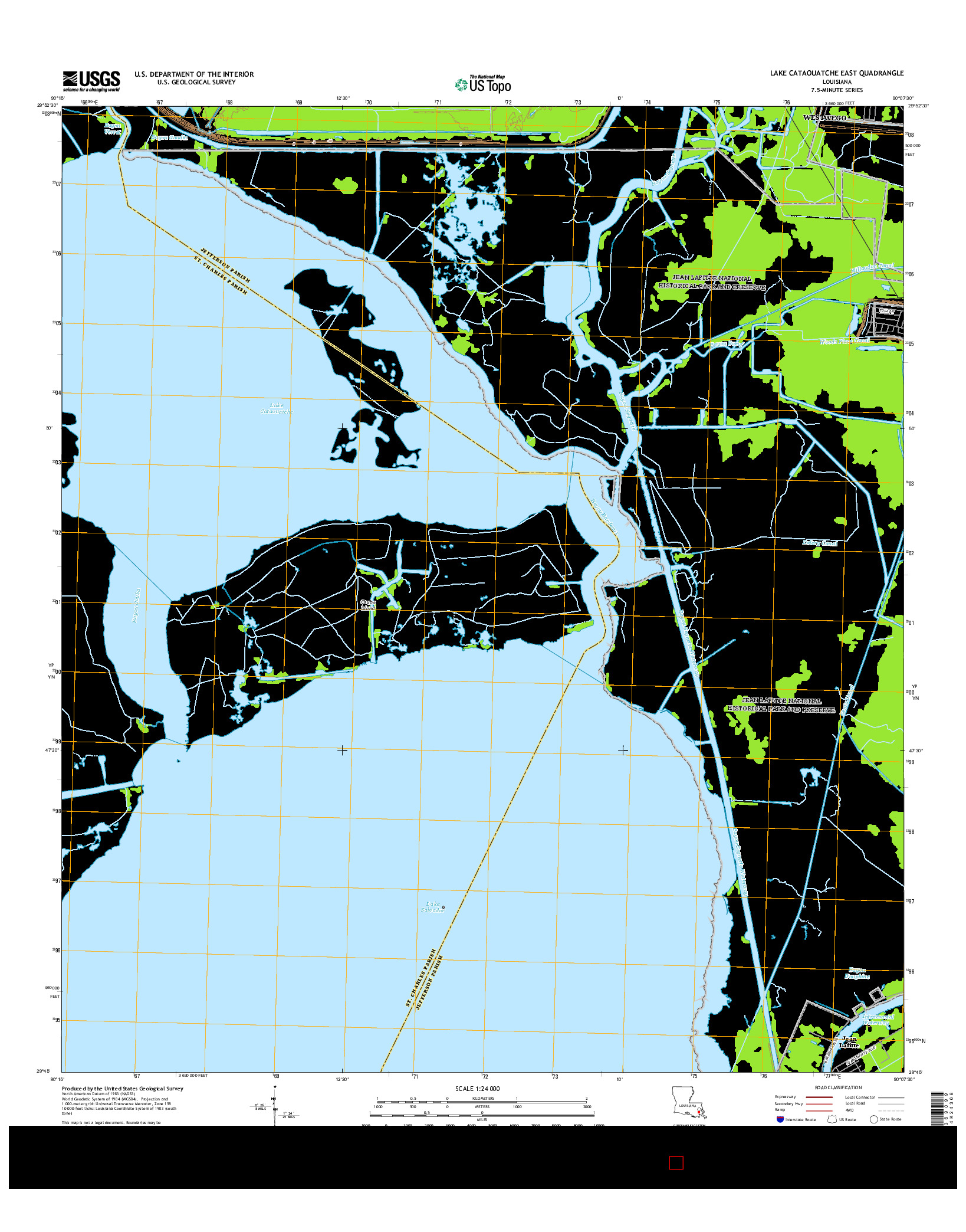 USGS US TOPO 7.5-MINUTE MAP FOR LAKE CATAOUATCHE EAST, LA 2015