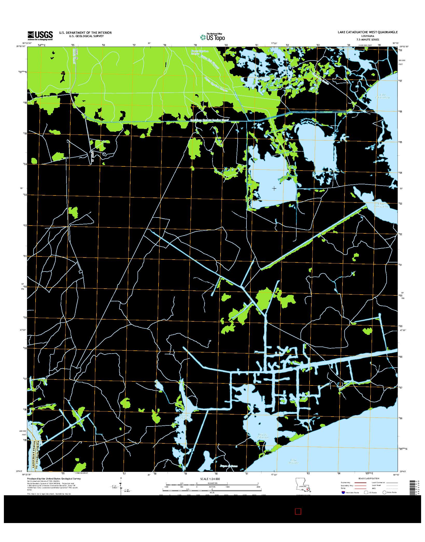 USGS US TOPO 7.5-MINUTE MAP FOR LAKE CATAOUATCHE WEST, LA 2015