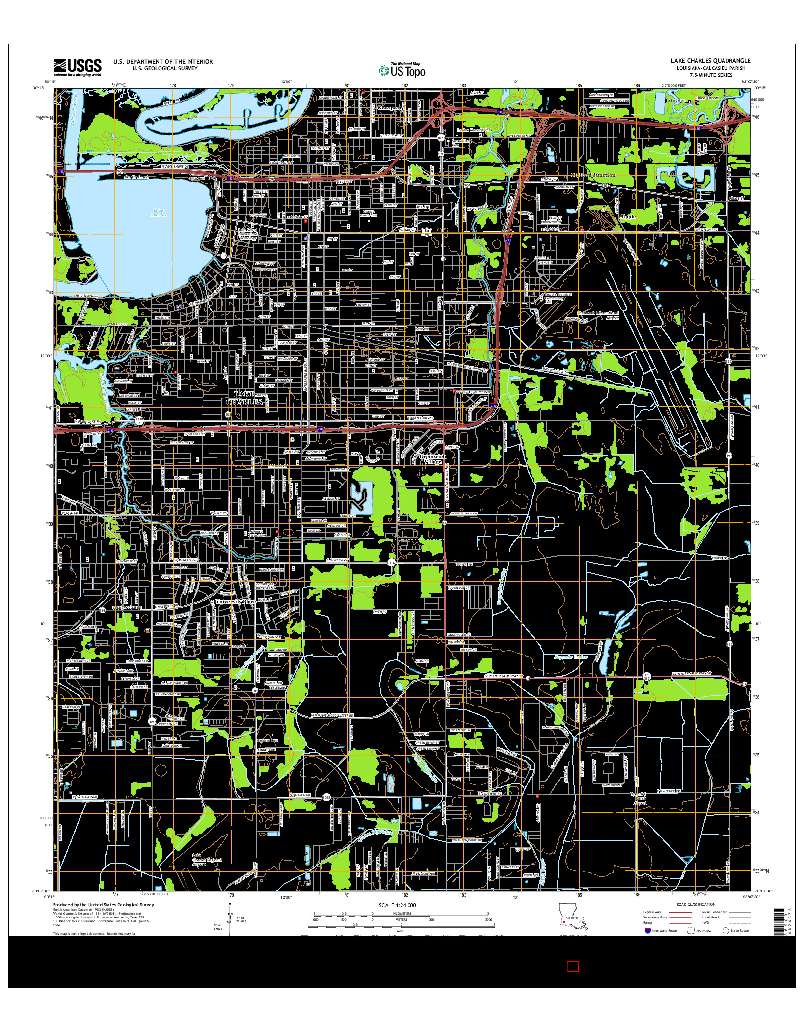 USGS US TOPO 7.5-MINUTE MAP FOR LAKE CHARLES, LA 2015