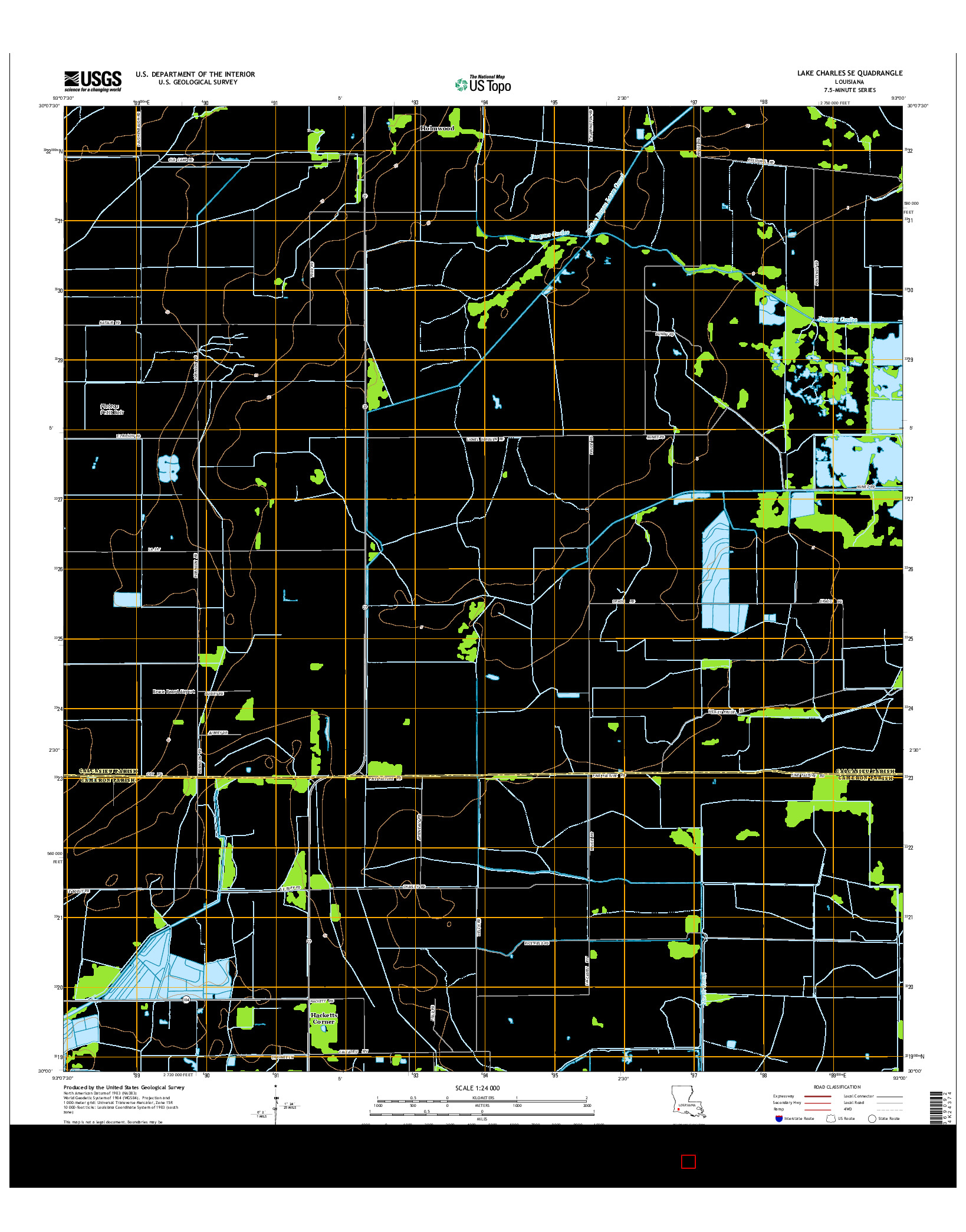 USGS US TOPO 7.5-MINUTE MAP FOR LAKE CHARLES SE, LA 2015