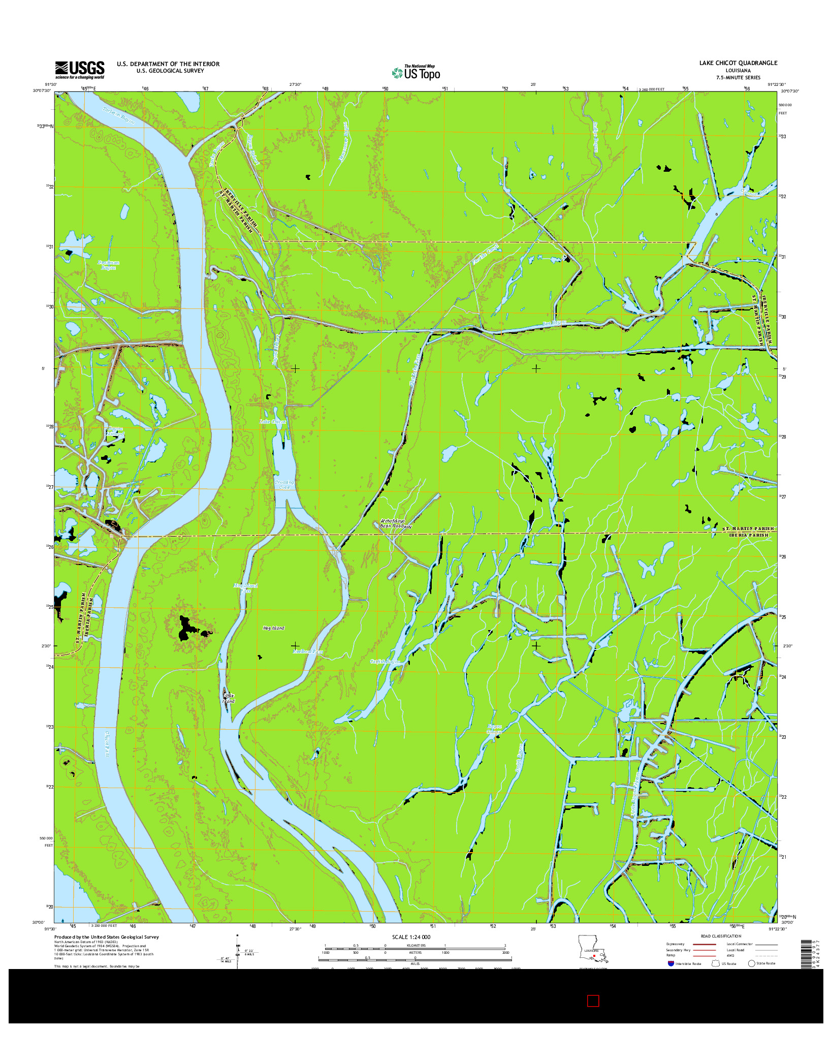 USGS US TOPO 7.5-MINUTE MAP FOR LAKE CHICOT, LA 2015