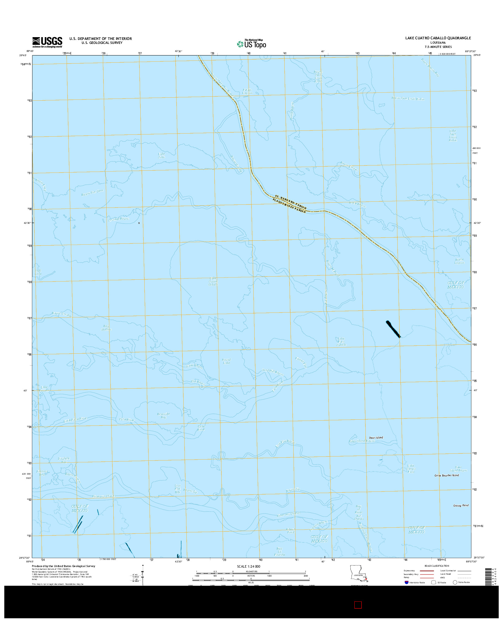 USGS US TOPO 7.5-MINUTE MAP FOR LAKE CUATRO CABALLO, LA 2015
