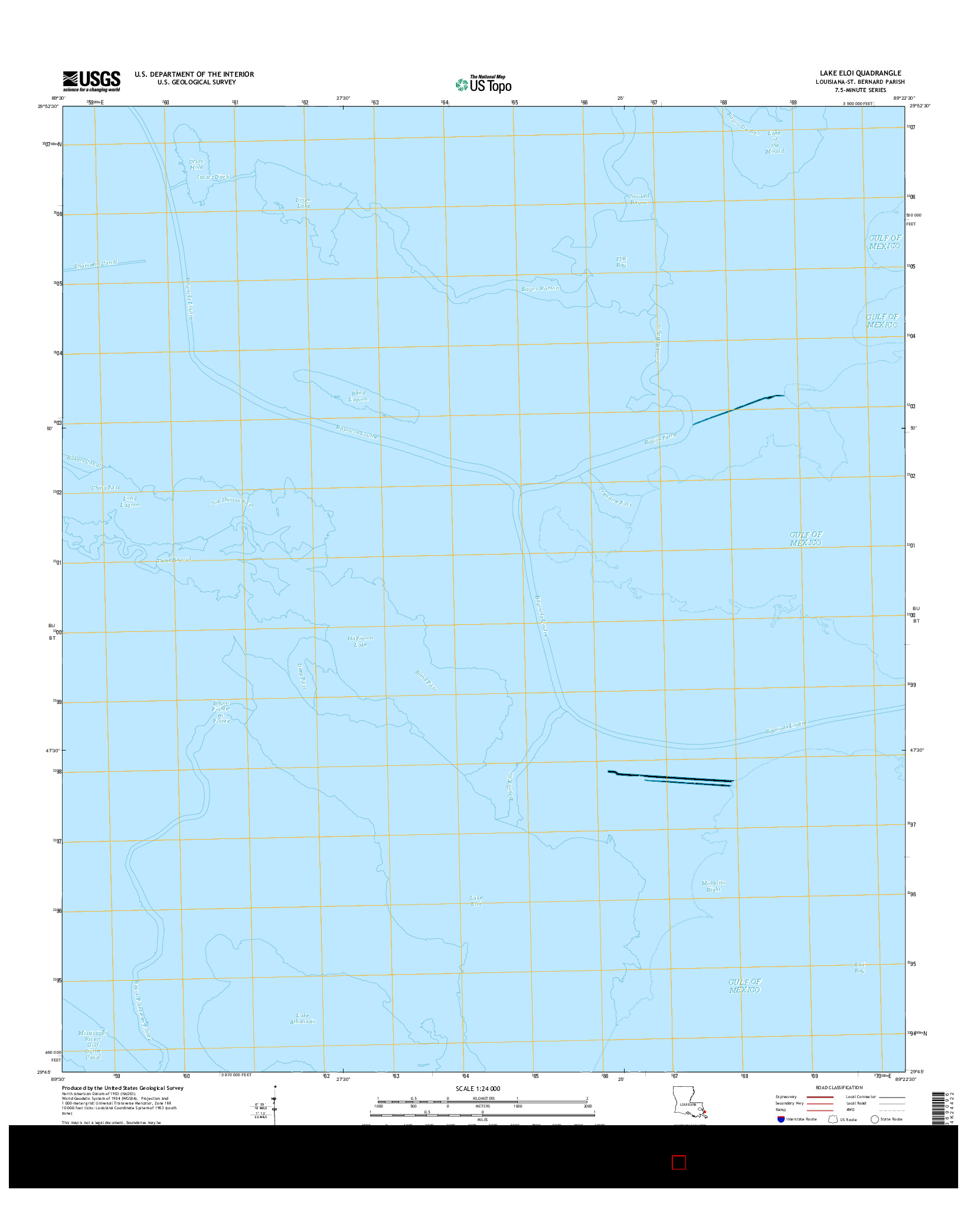 USGS US TOPO 7.5-MINUTE MAP FOR LAKE ELOI, LA 2015