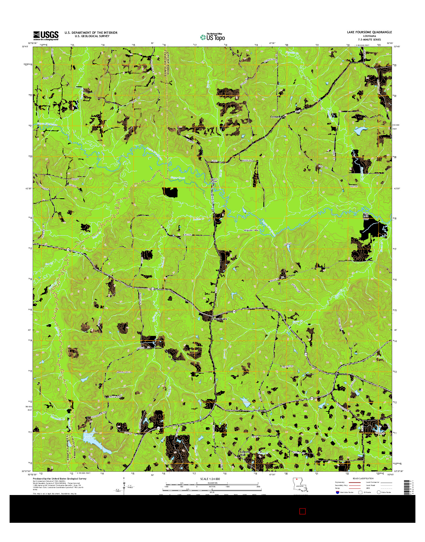 USGS US TOPO 7.5-MINUTE MAP FOR LAKE FOURSOME, LA 2015