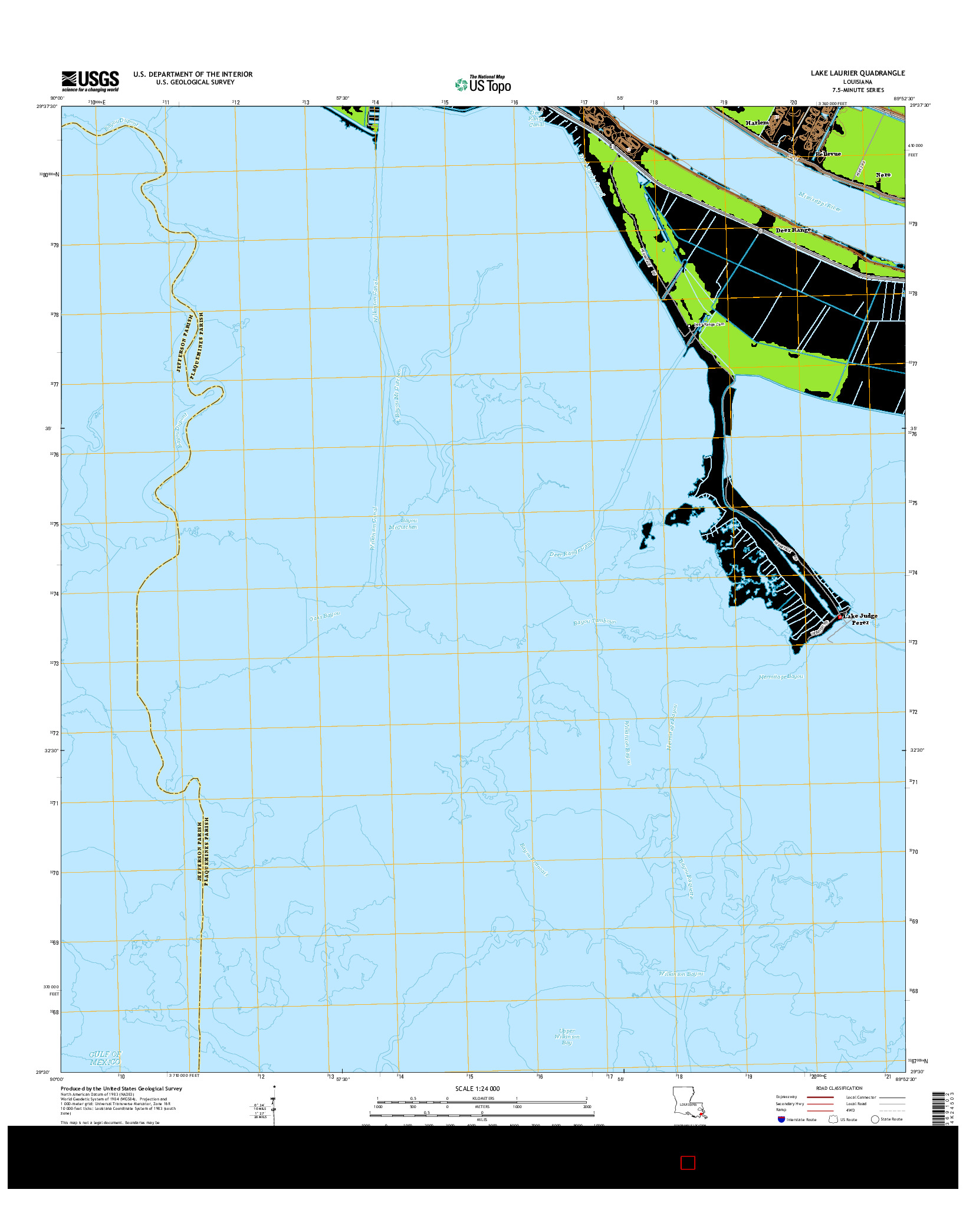 USGS US TOPO 7.5-MINUTE MAP FOR LAKE LAURIER, LA 2015