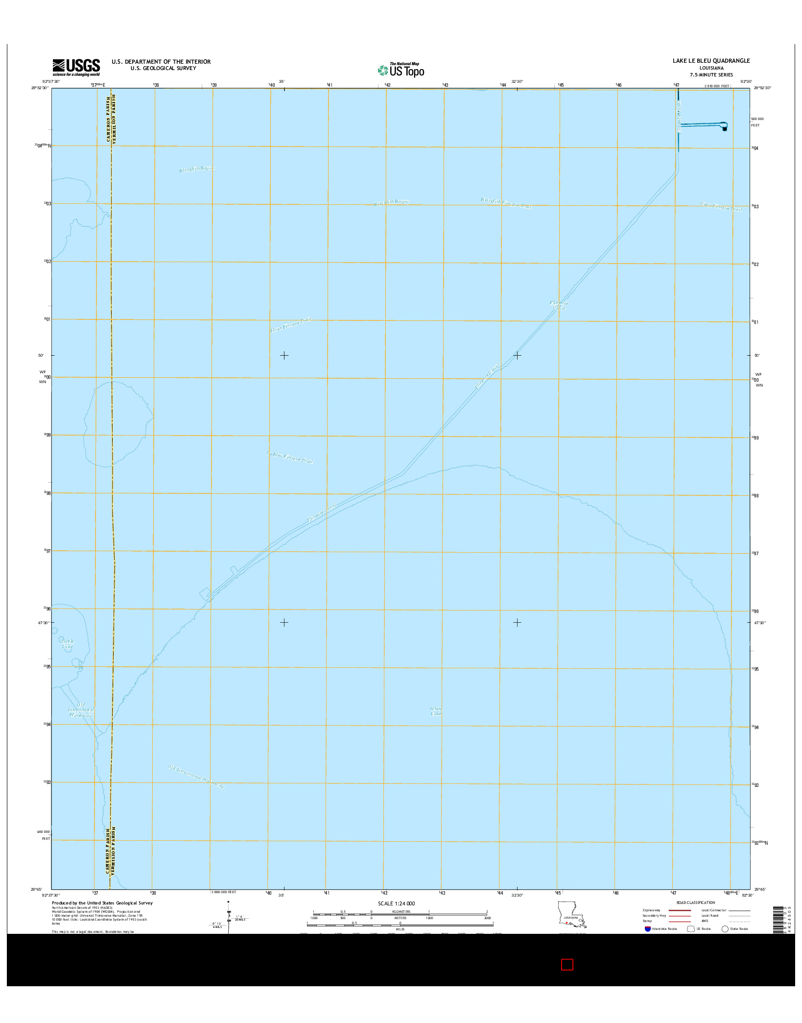 USGS US TOPO 7.5-MINUTE MAP FOR LAKE LE BLEU, LA 2015