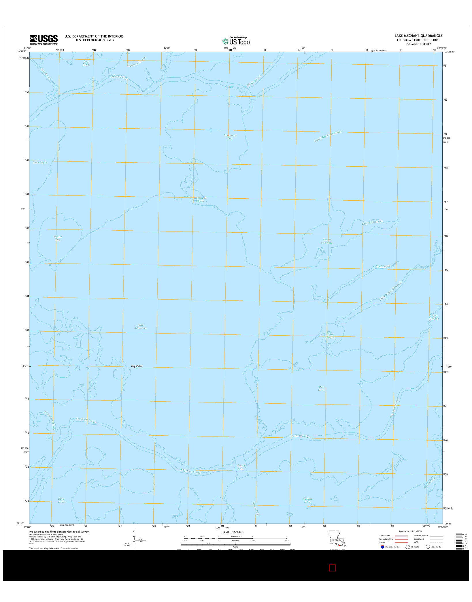 USGS US TOPO 7.5-MINUTE MAP FOR LAKE MECHANT, LA 2015