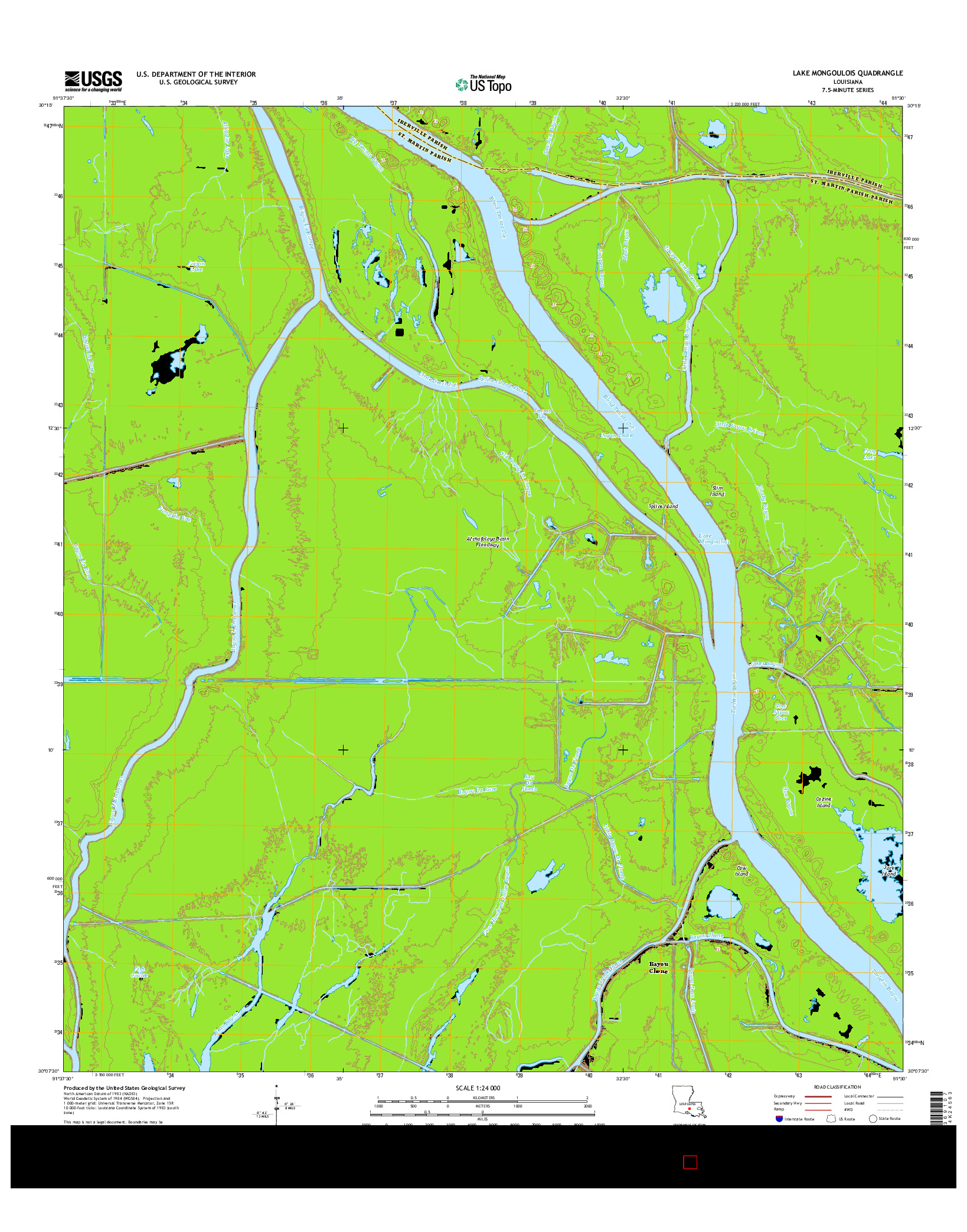 USGS US TOPO 7.5-MINUTE MAP FOR LAKE MONGOULOIS, LA 2015