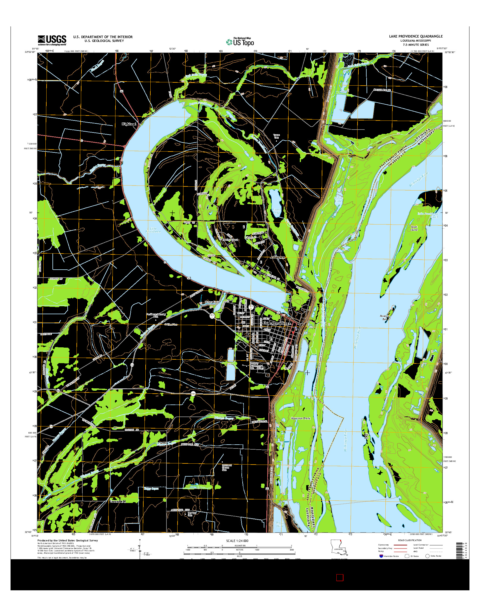USGS US TOPO 7.5-MINUTE MAP FOR LAKE PROVIDENCE, LA-MS 2015