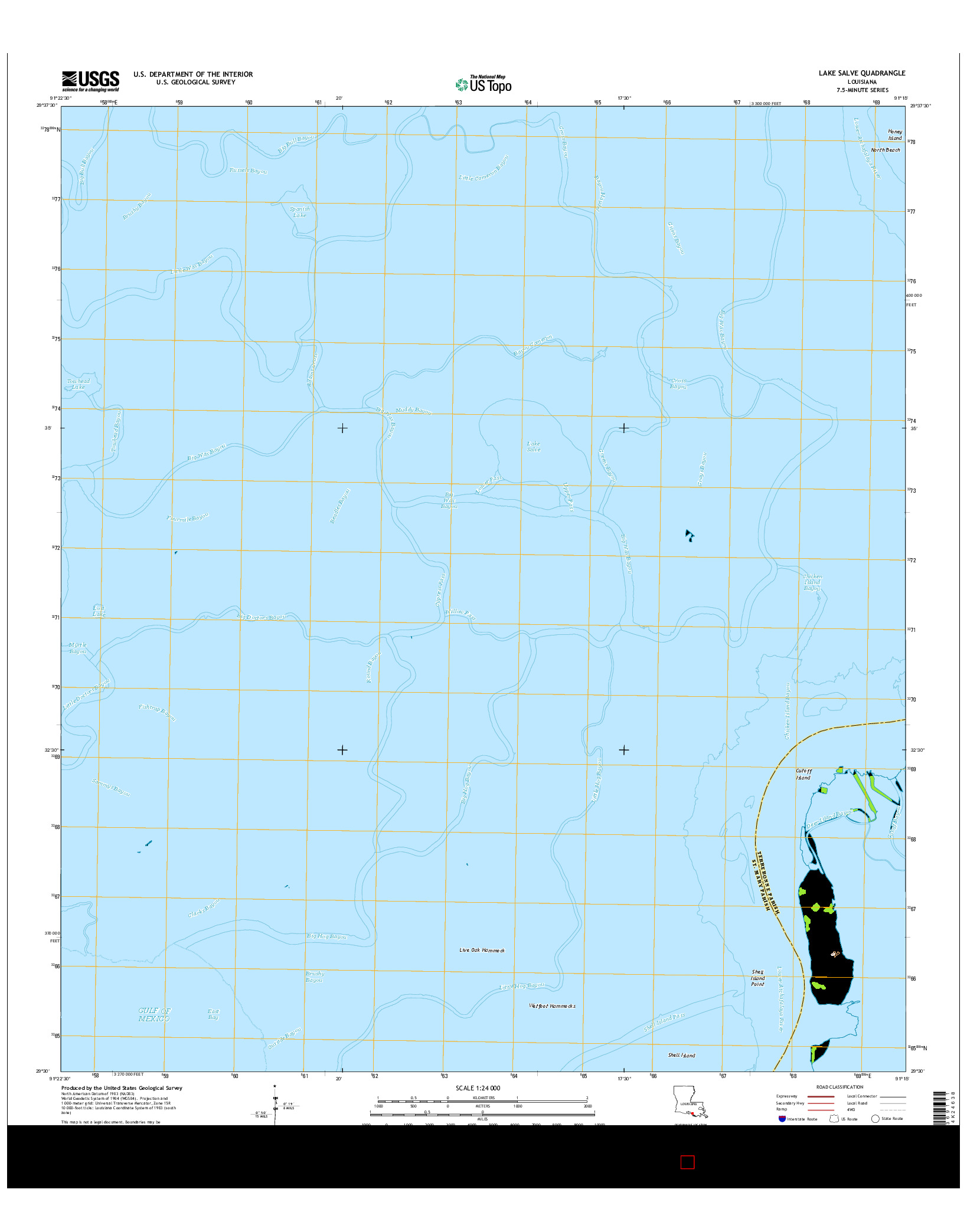 USGS US TOPO 7.5-MINUTE MAP FOR LAKE SALVE, LA 2015