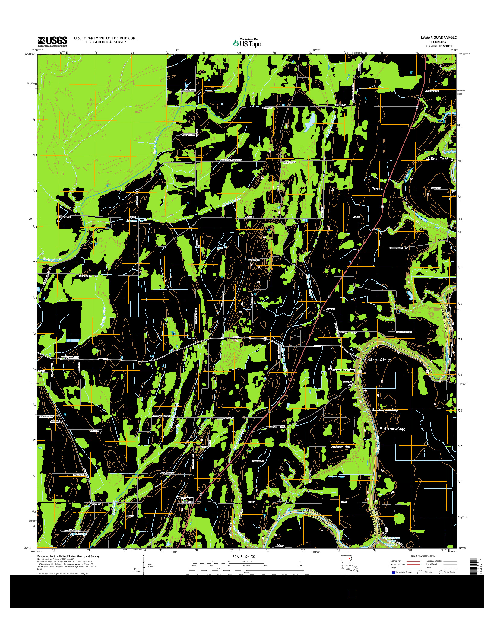 USGS US TOPO 7.5-MINUTE MAP FOR LAMAR, LA 2015