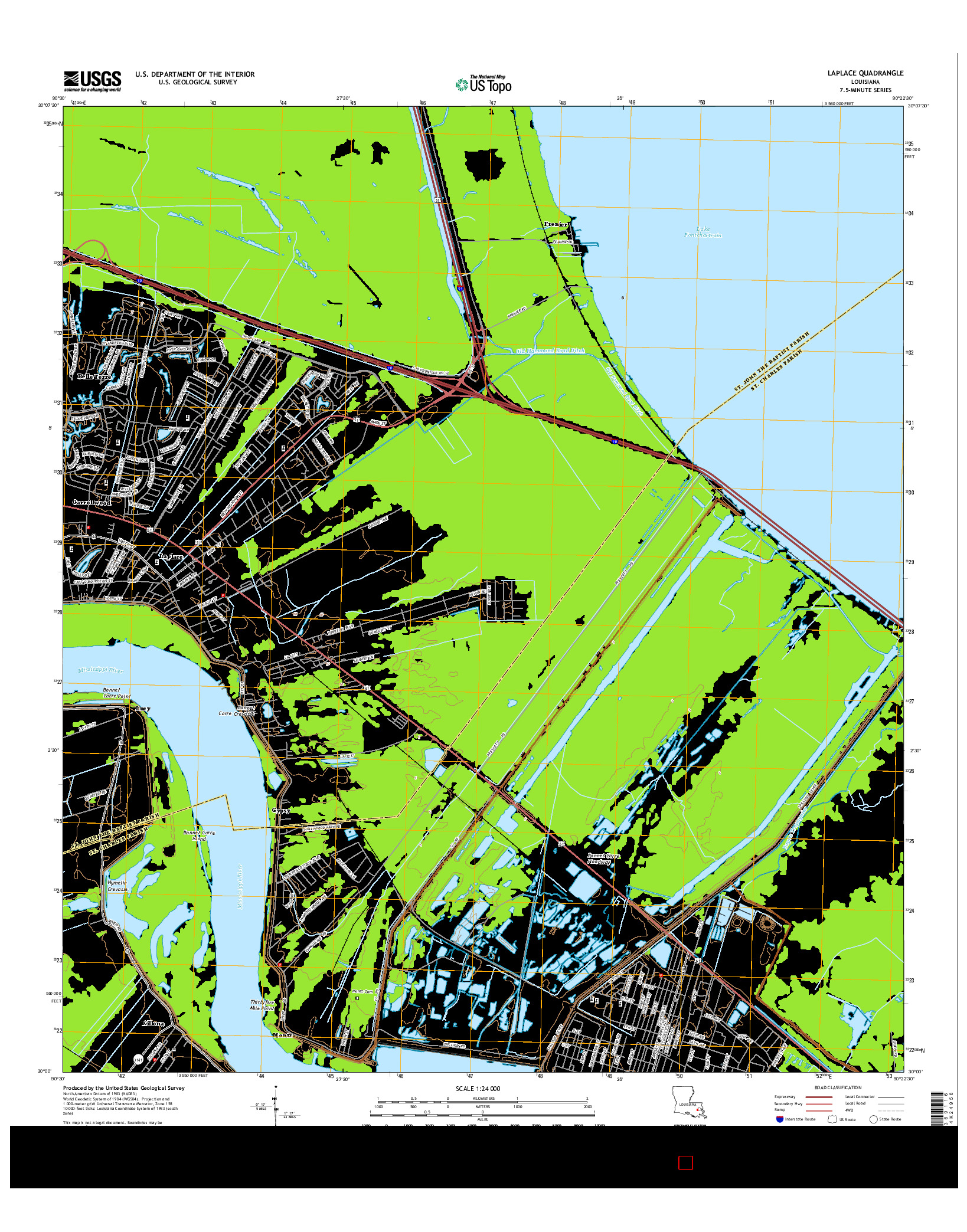 USGS US TOPO 7.5-MINUTE MAP FOR LAPLACE, LA 2015