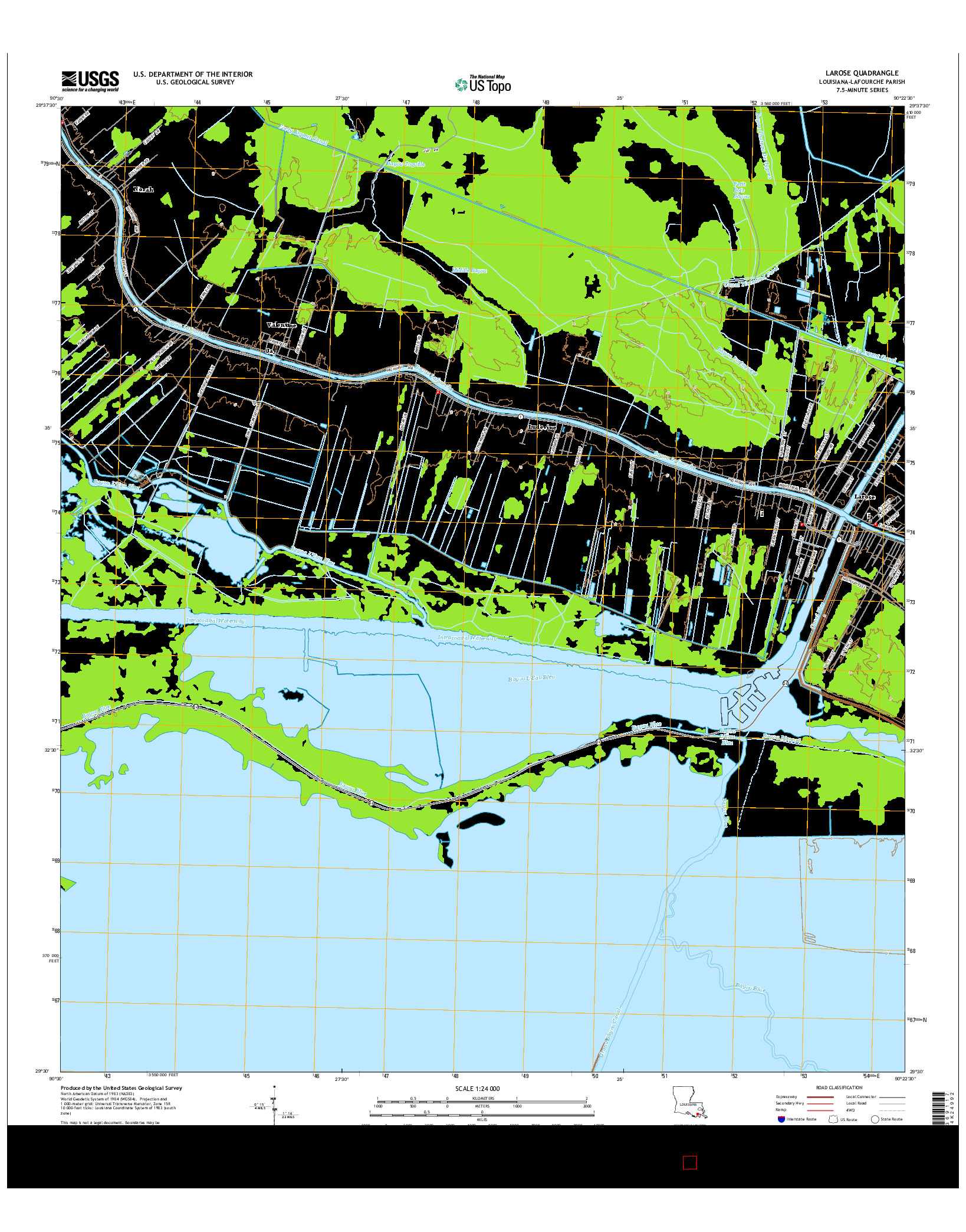 USGS US TOPO 7.5-MINUTE MAP FOR LAROSE, LA 2015