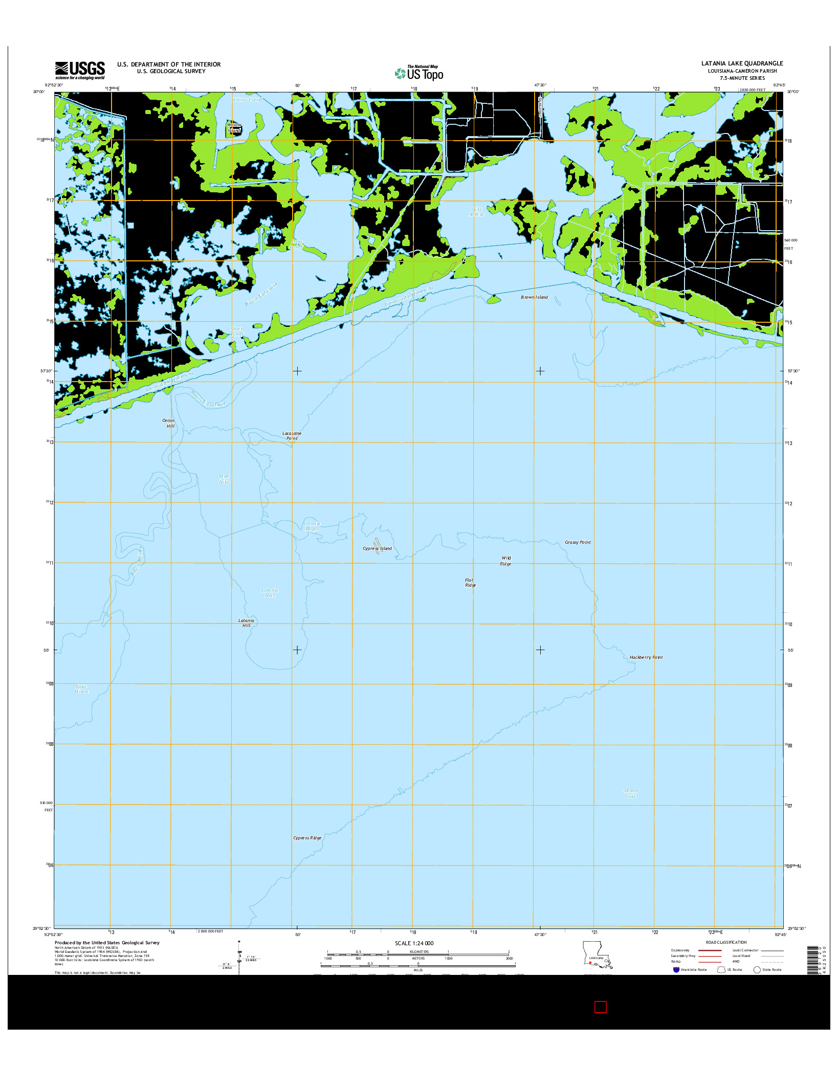USGS US TOPO 7.5-MINUTE MAP FOR LATANIA LAKE, LA 2015