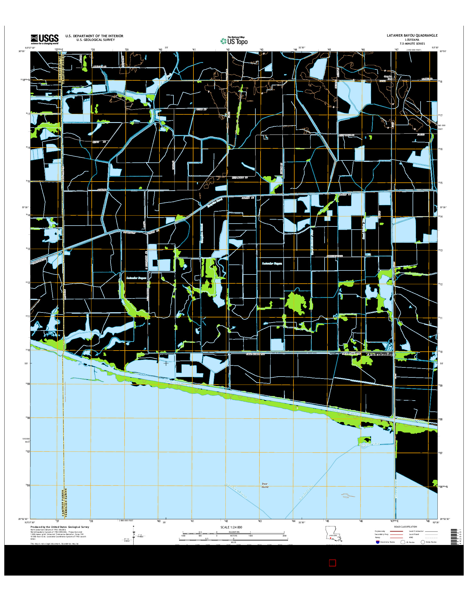 USGS US TOPO 7.5-MINUTE MAP FOR LATANIER BAYOU, LA 2015
