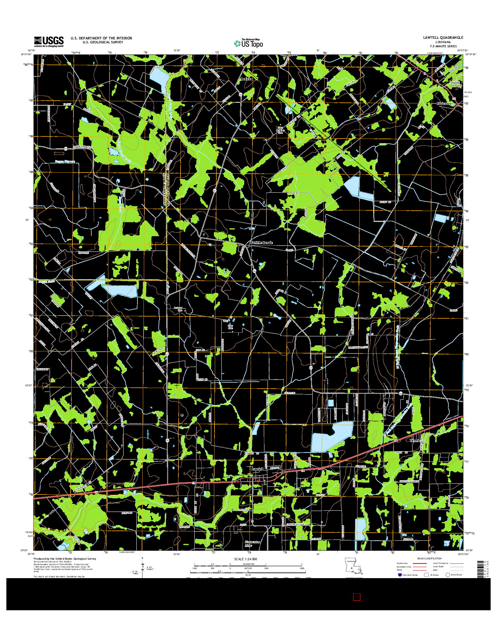 USGS US TOPO 7.5-MINUTE MAP FOR LAWTELL, LA 2015