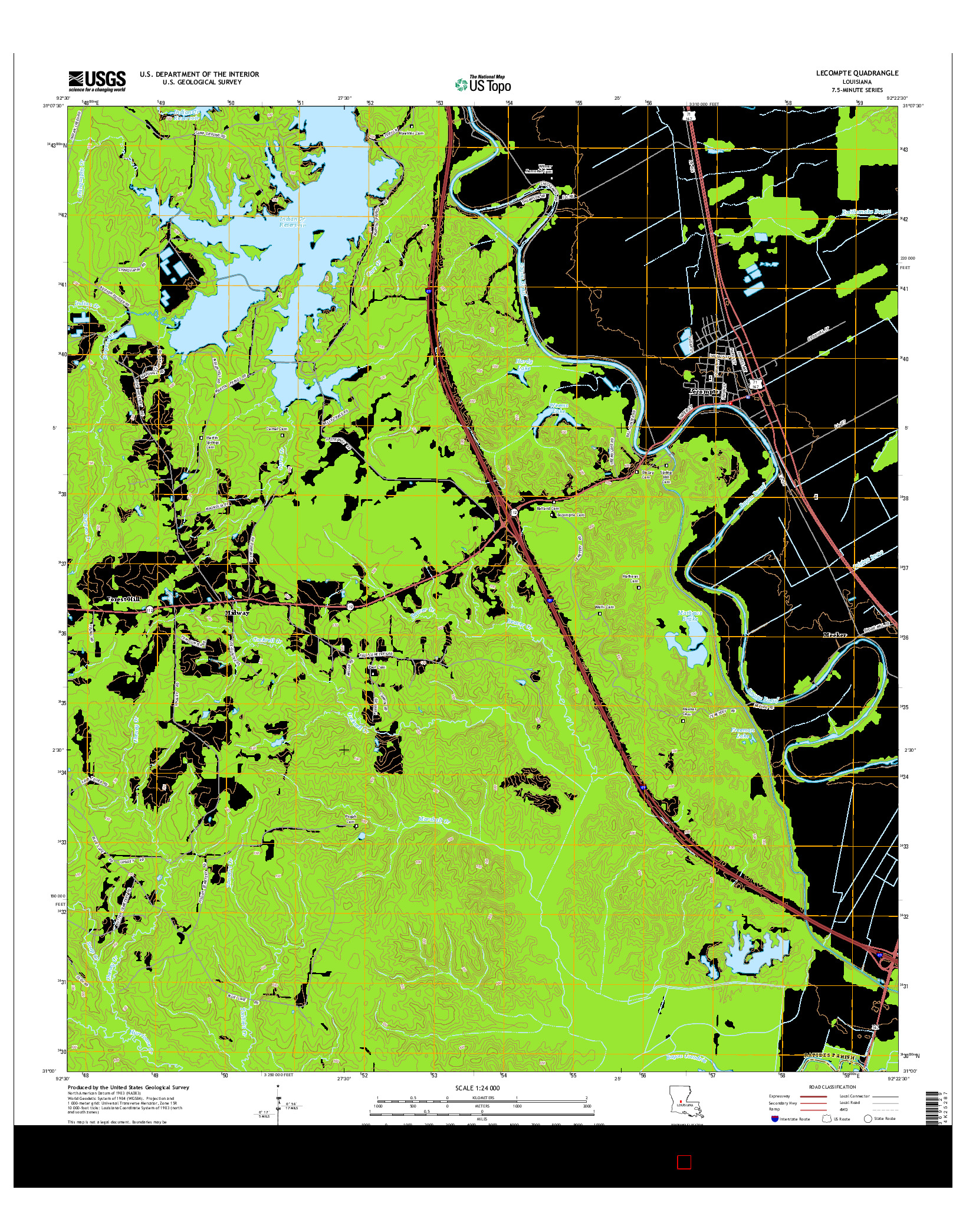USGS US TOPO 7.5-MINUTE MAP FOR LECOMPTE, LA 2015
